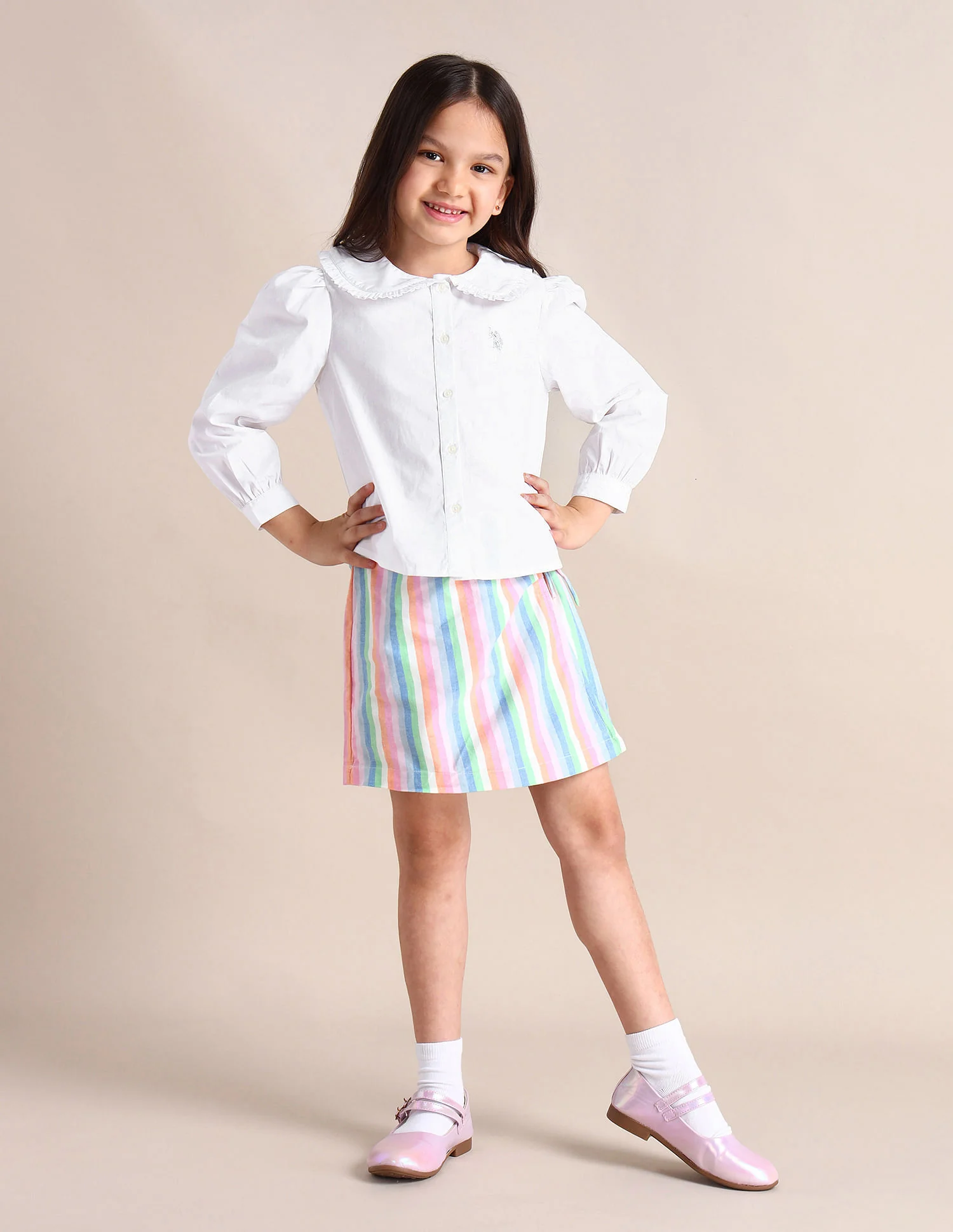 Girls Peter Pan Collar Regular Top - Image 3