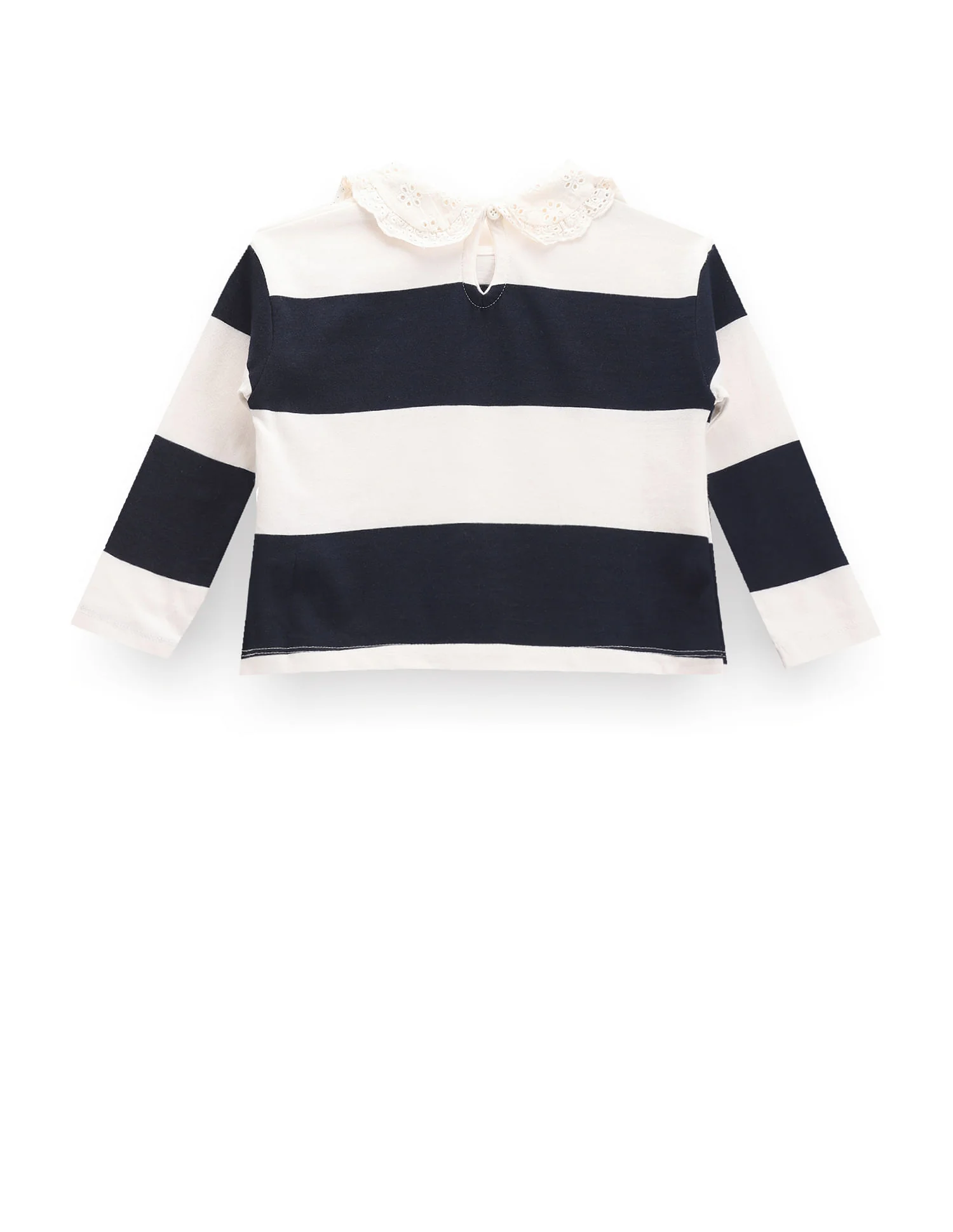 Girls Long Sleeve Horizontal Stripe Polo Shirt - Image 2
