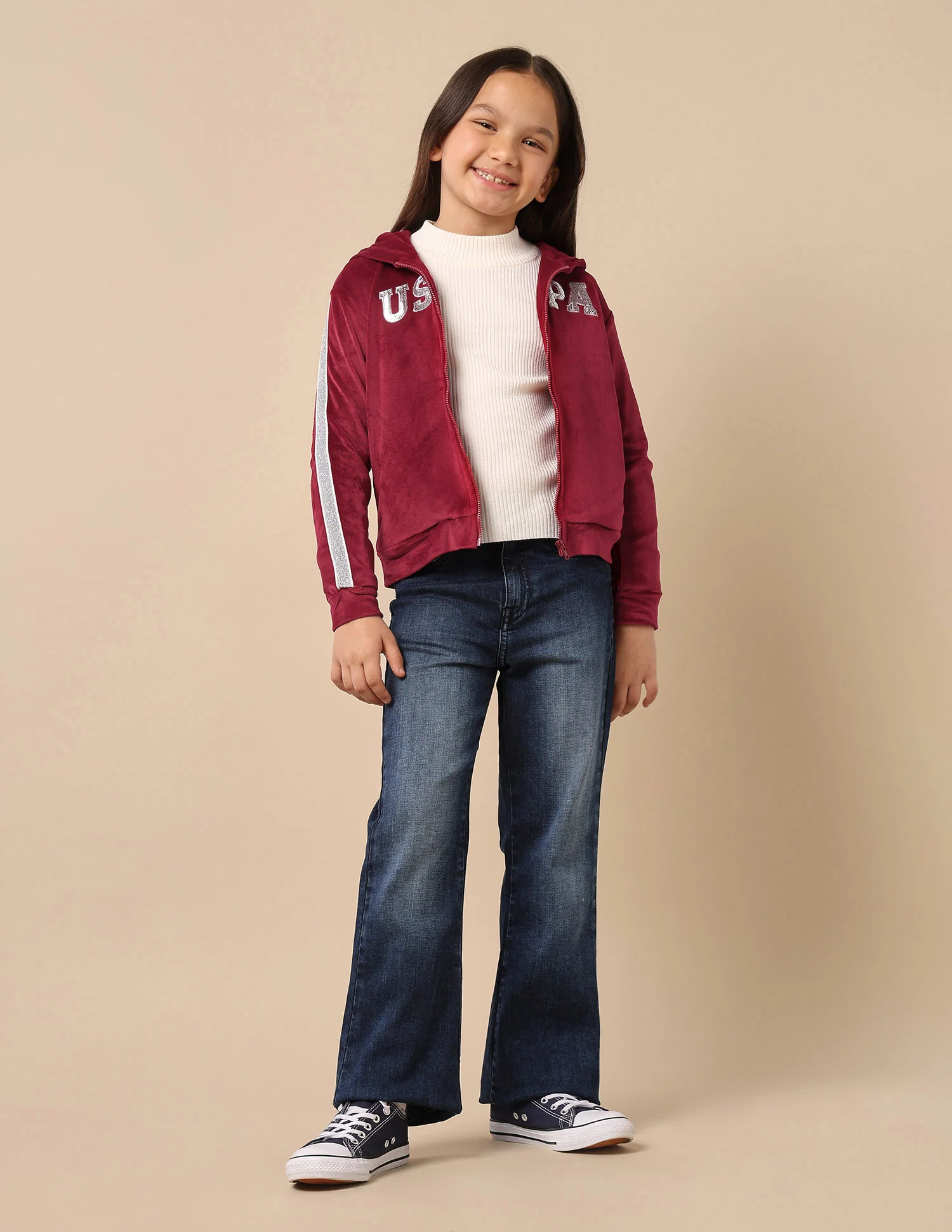 Girls Lurex Tape Velour Sweatshirt - Image 3