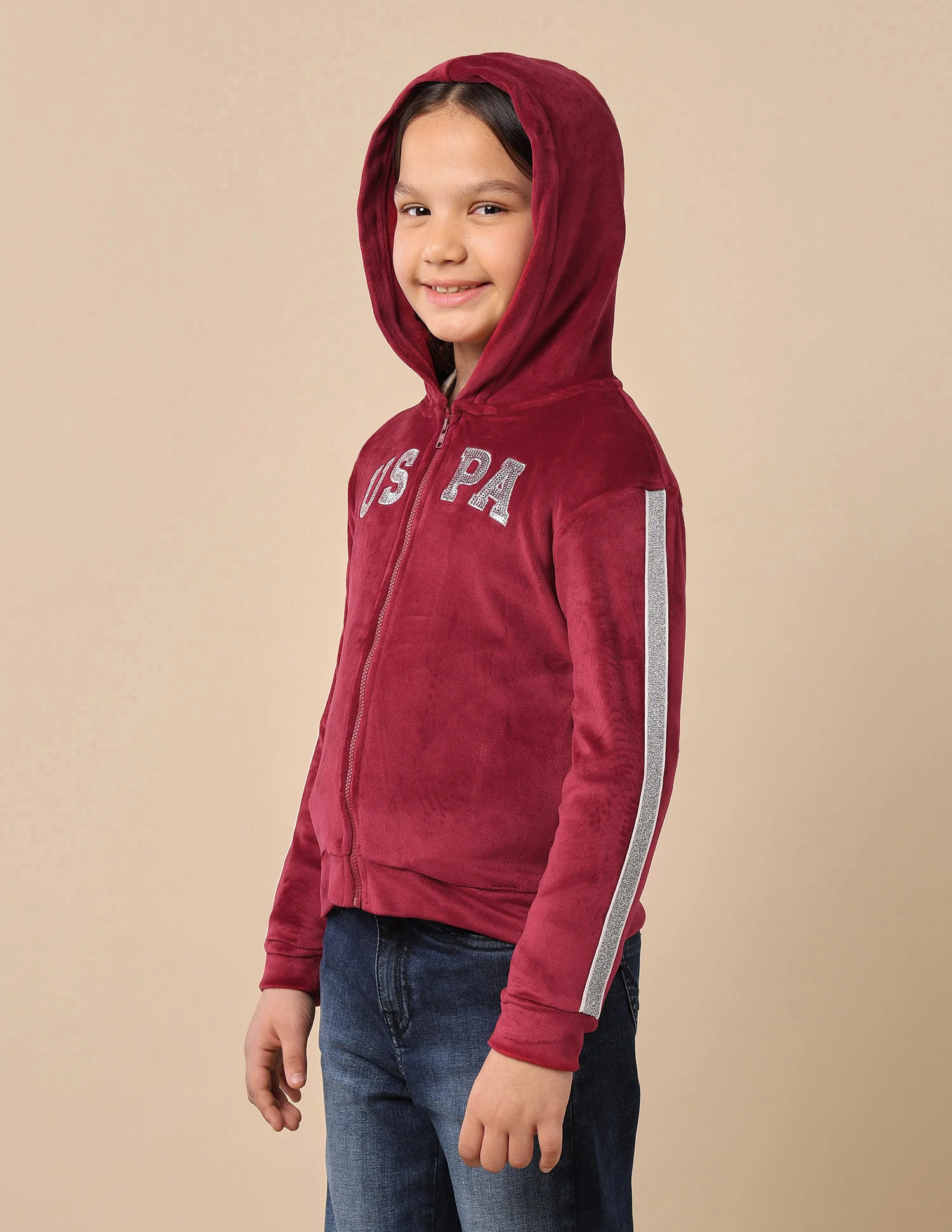 Girls Lurex Tape Velour Sweatshirt - Image 4