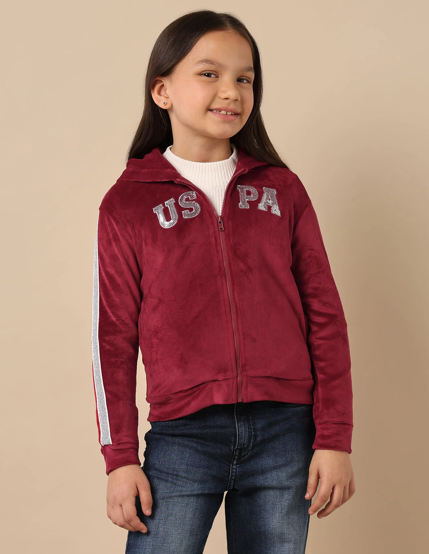 Girls Lurex Tape Velour Sweatshirt - Image 6