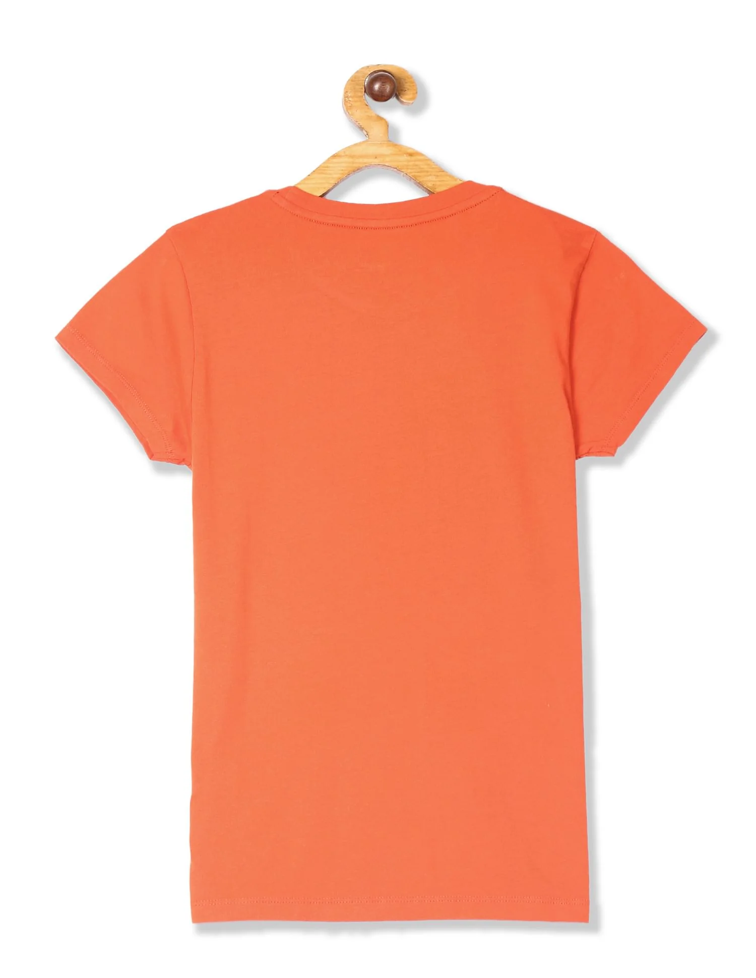 Girls Orange Round Neck Graphic T-Shirt - Image 2