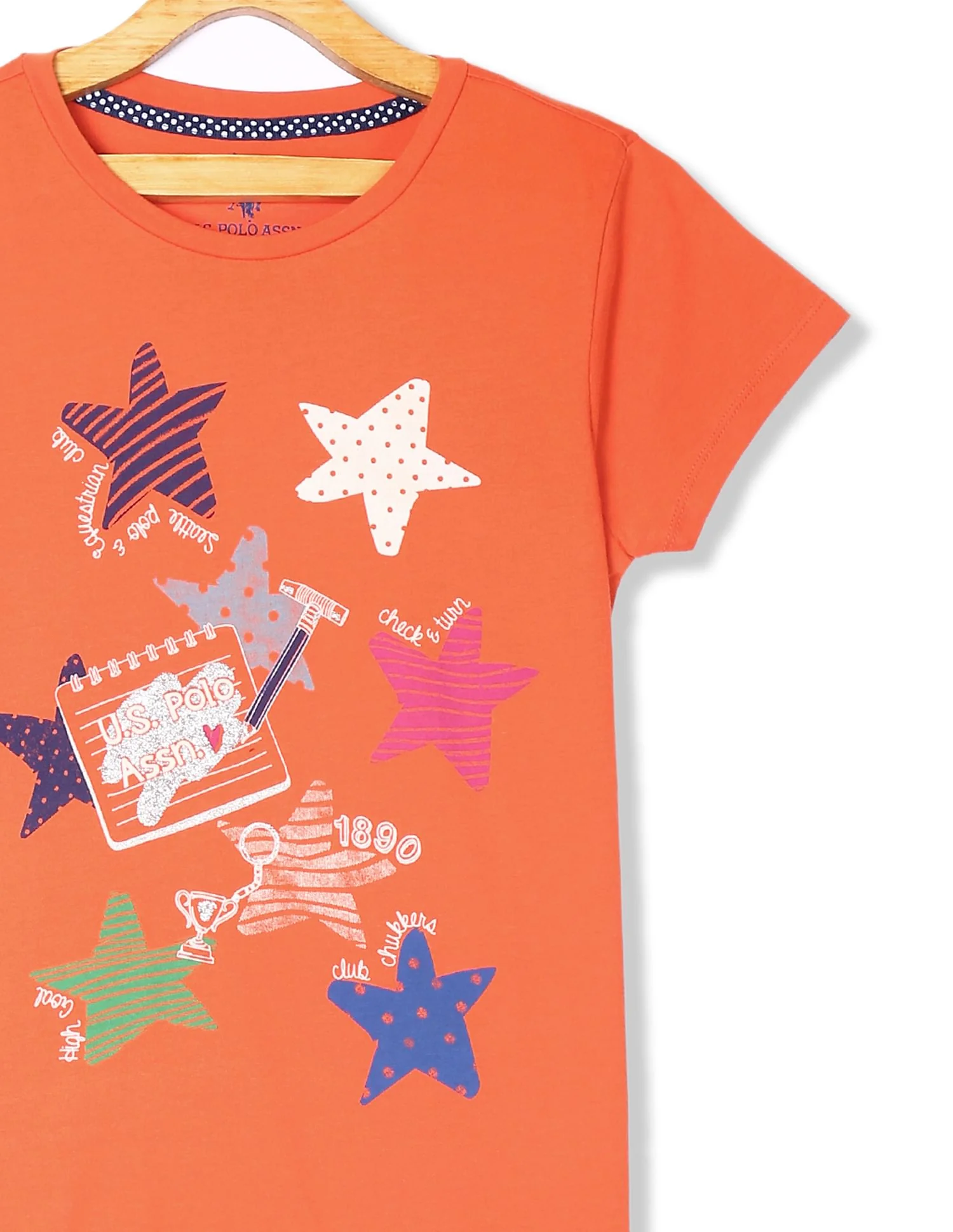 Girls Orange Round Neck Graphic T-Shirt - Image 3