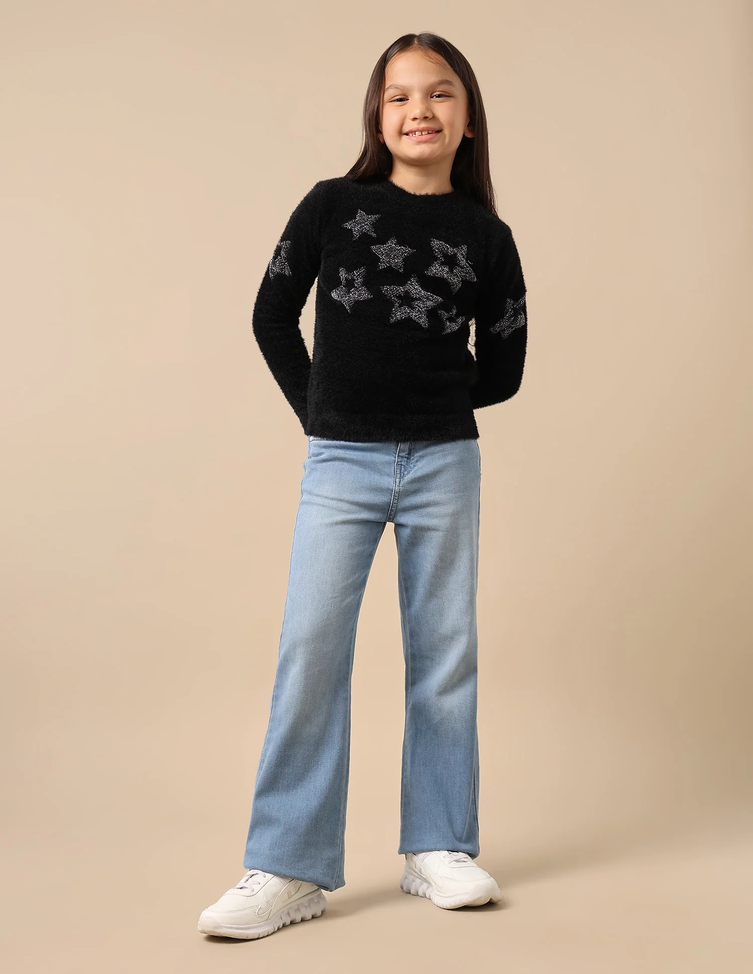 Girls Patterned Knit Pullover Sweater - Image 3