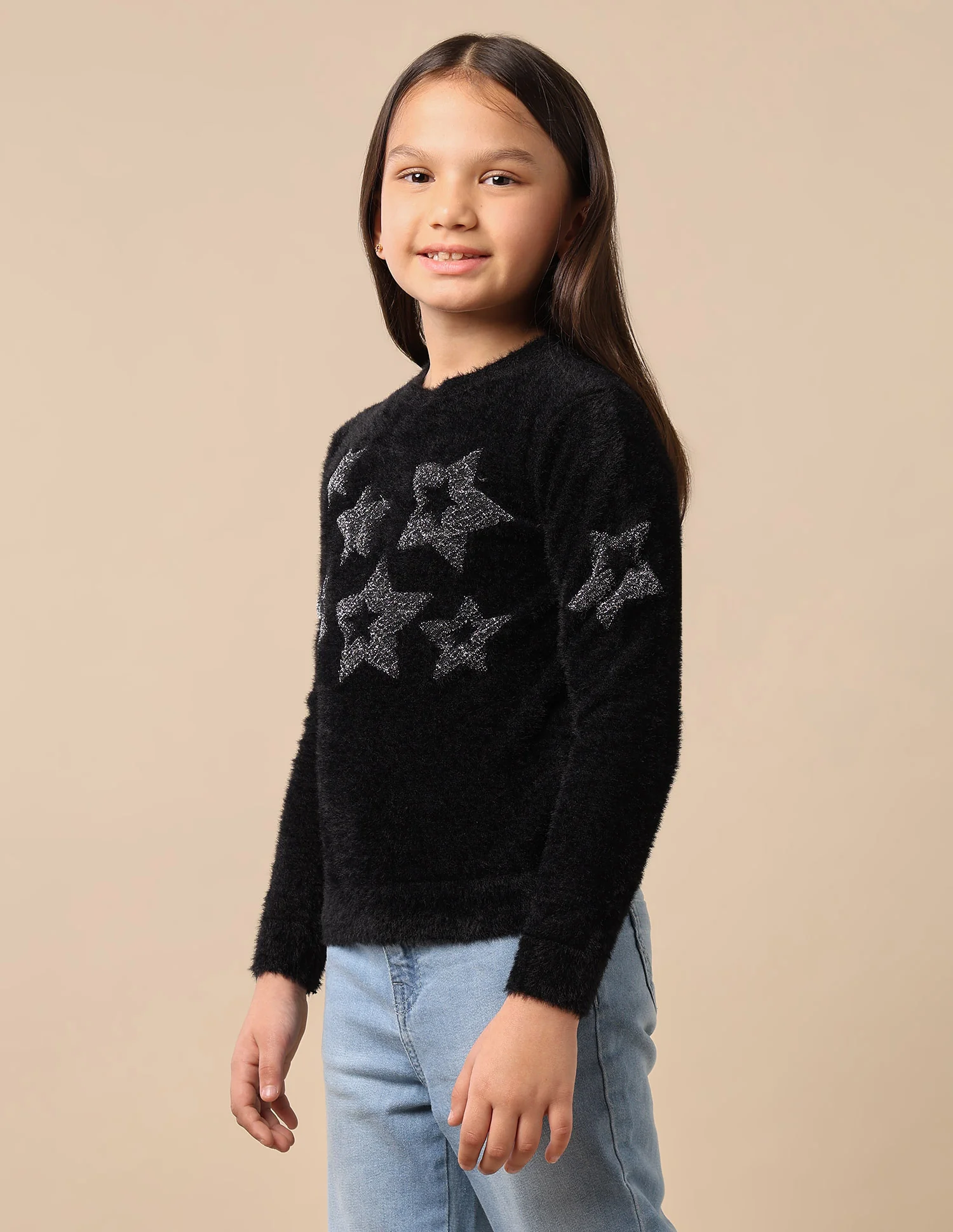 Girls Patterned Knit Pullover Sweater - Image 4