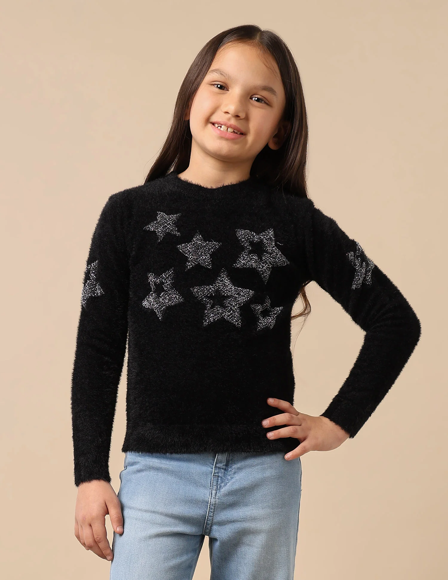 Girls Patterned Knit Pullover Sweater - Image 6