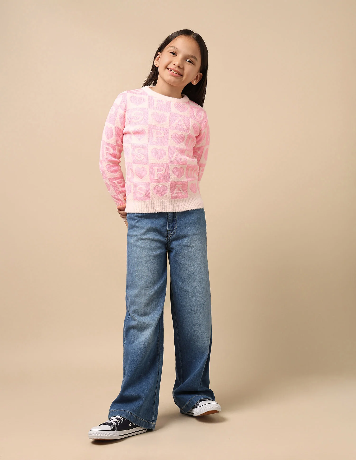 Girls Patterned Knit Sweatshirt - Image 3