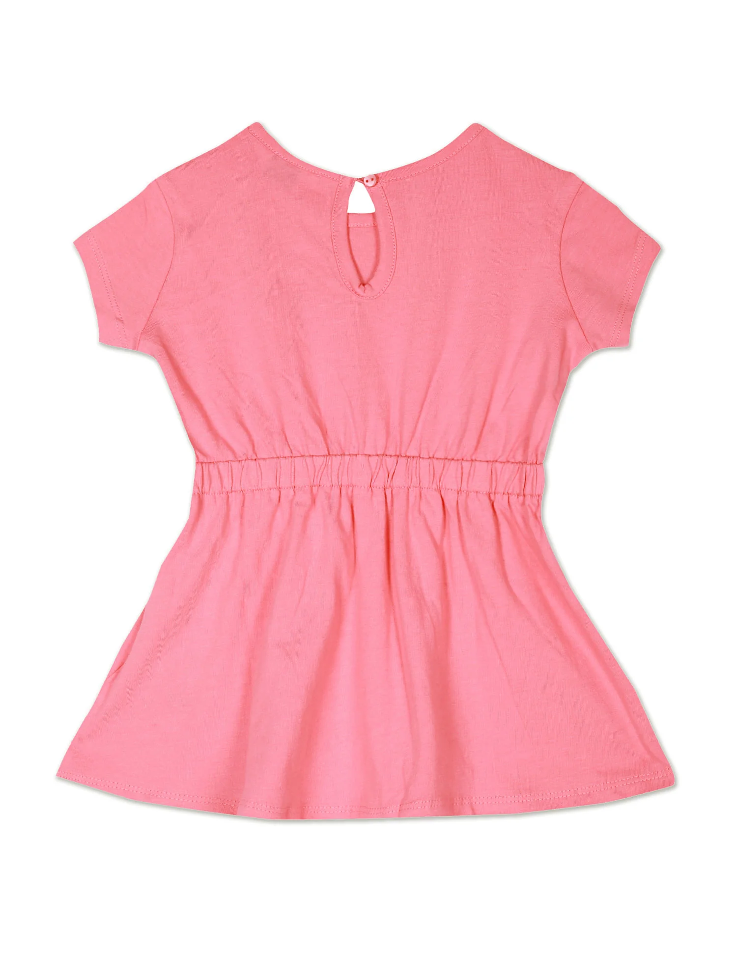 Girls Pink Glitter Logo Cotton Dress - Image 2
