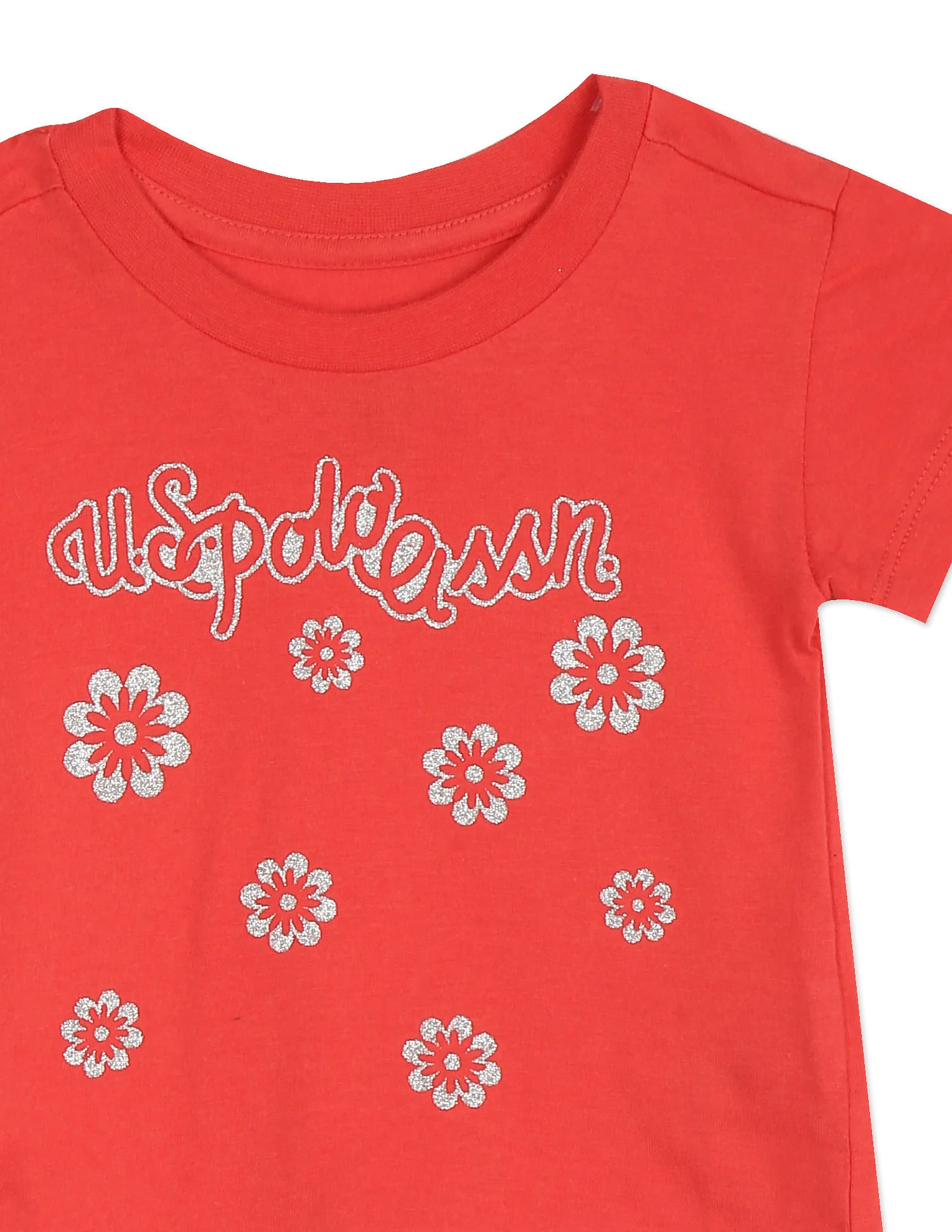 Girls Red Crew Neck Graphic Print T-Shirt - Image 4