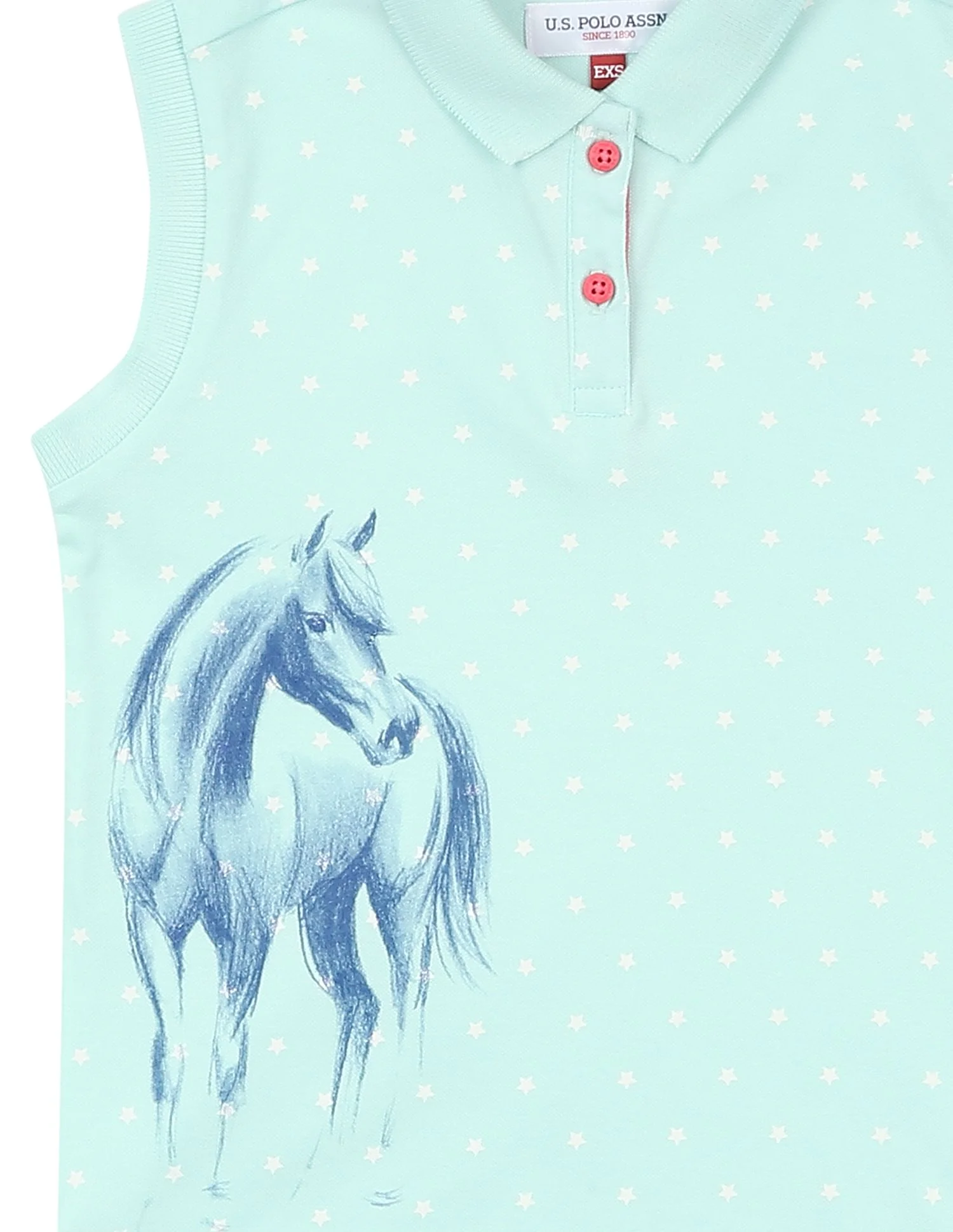 Girls Sleeveless Printed Polo Shirt - Image 3