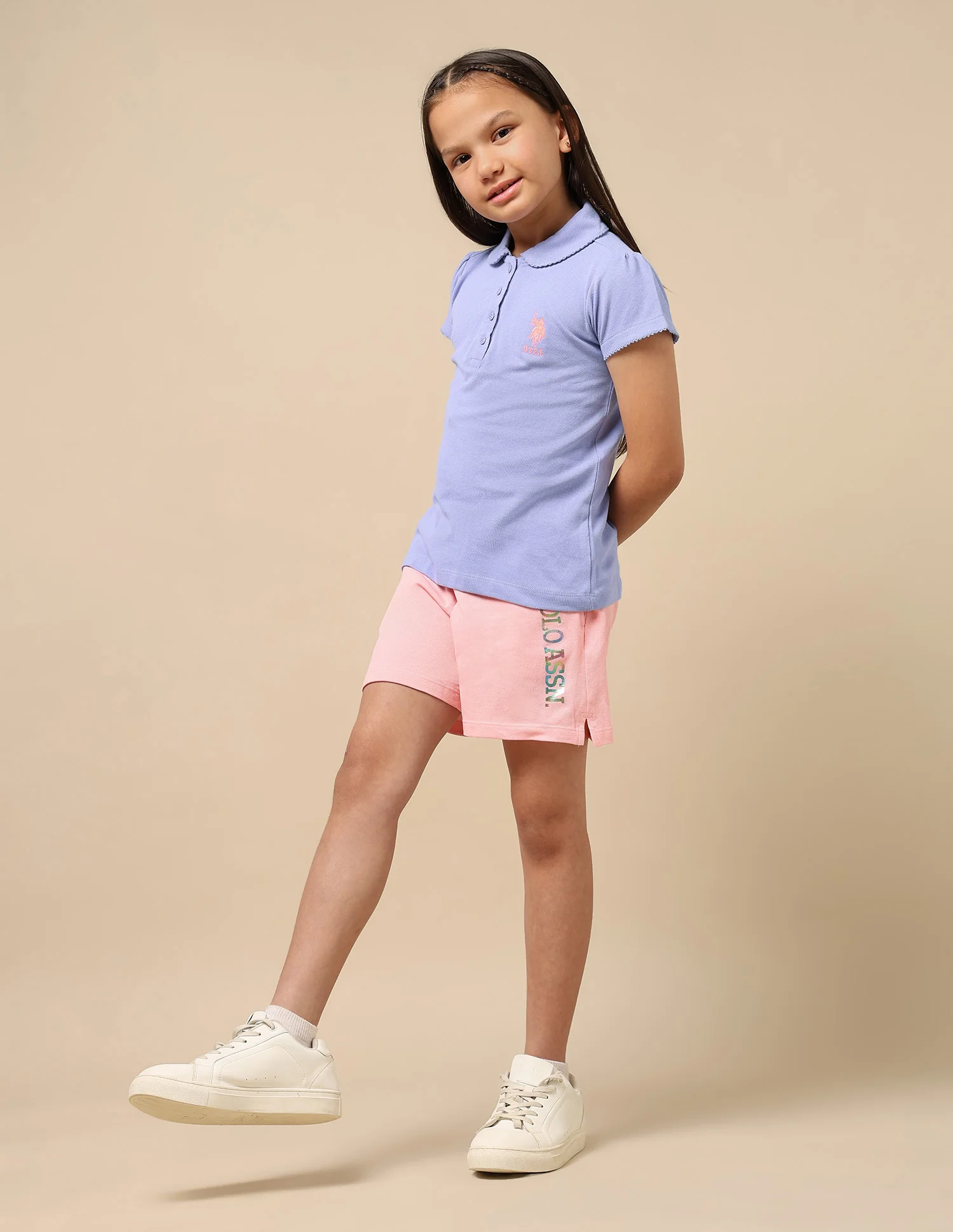 Girls Solid Cotton Polo Shirt - Image 3