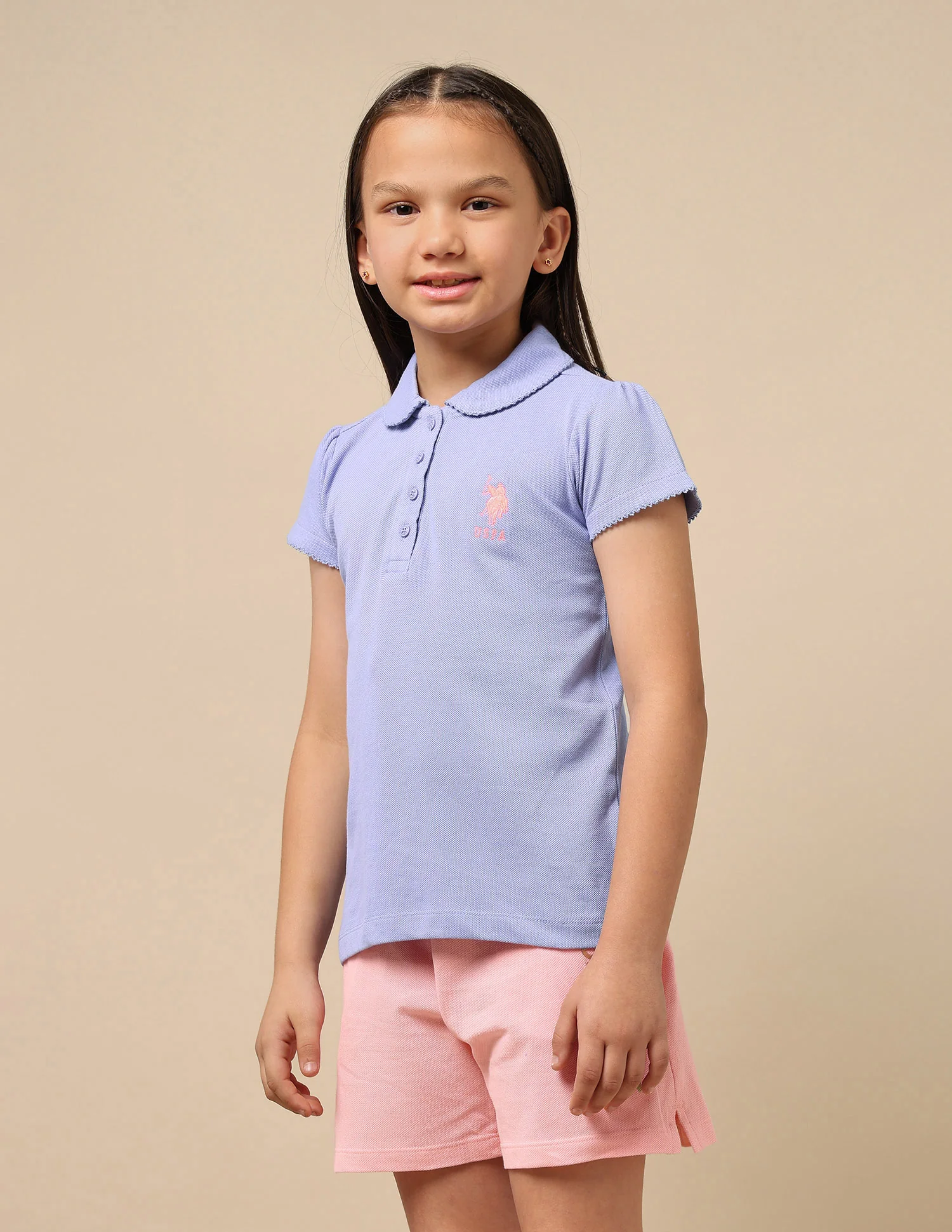 Girls Solid Cotton Polo Shirt - Image 4