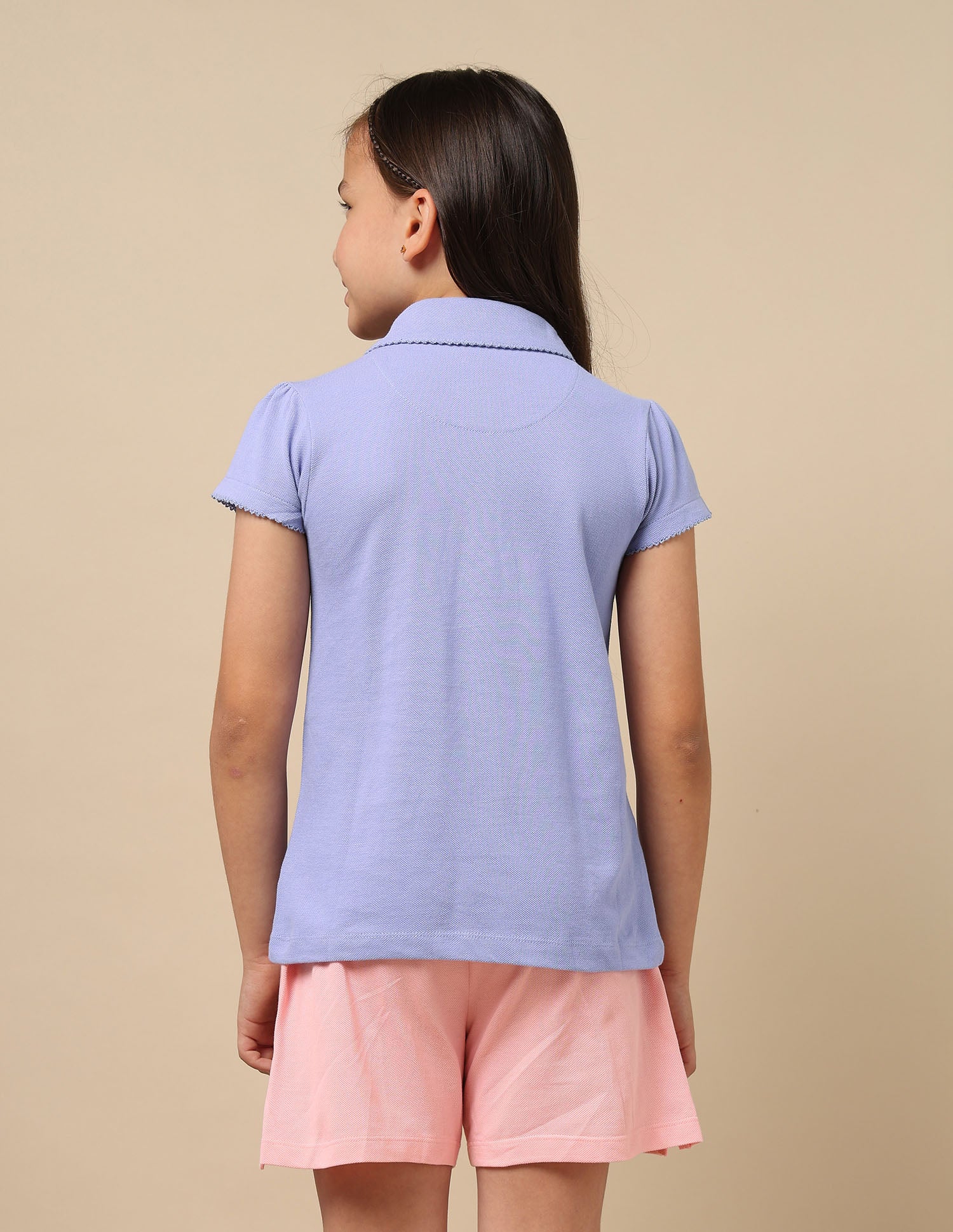 Girls Solid Cotton Polo Shirt - Image 5