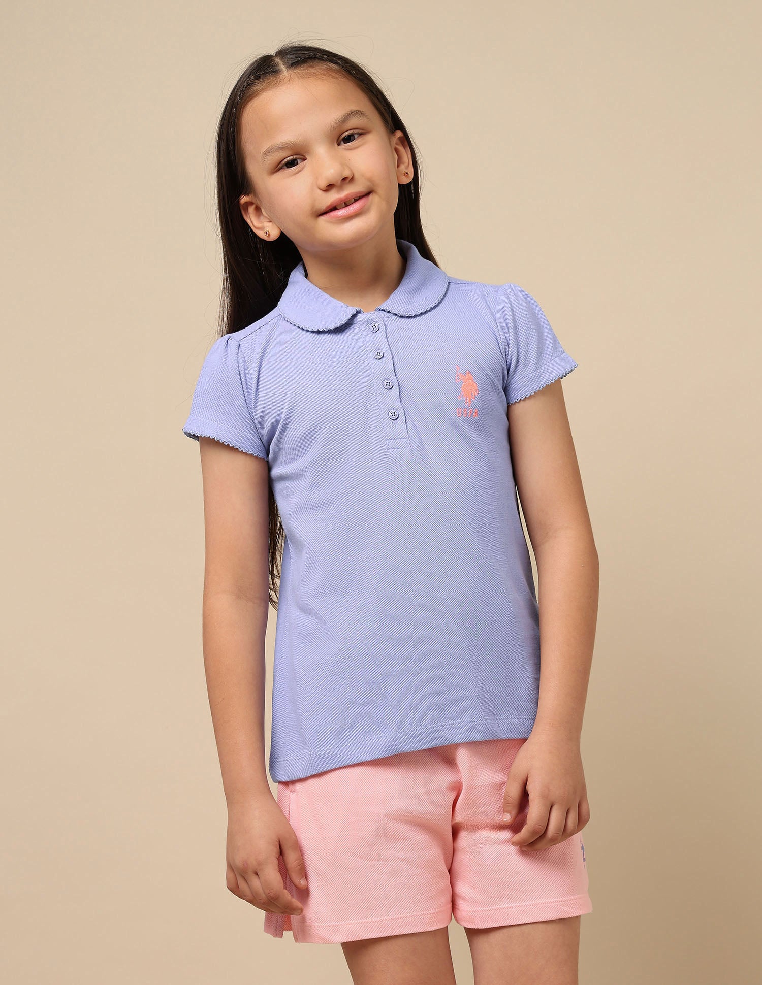 Girls Solid Cotton Polo Shirt - Image 6