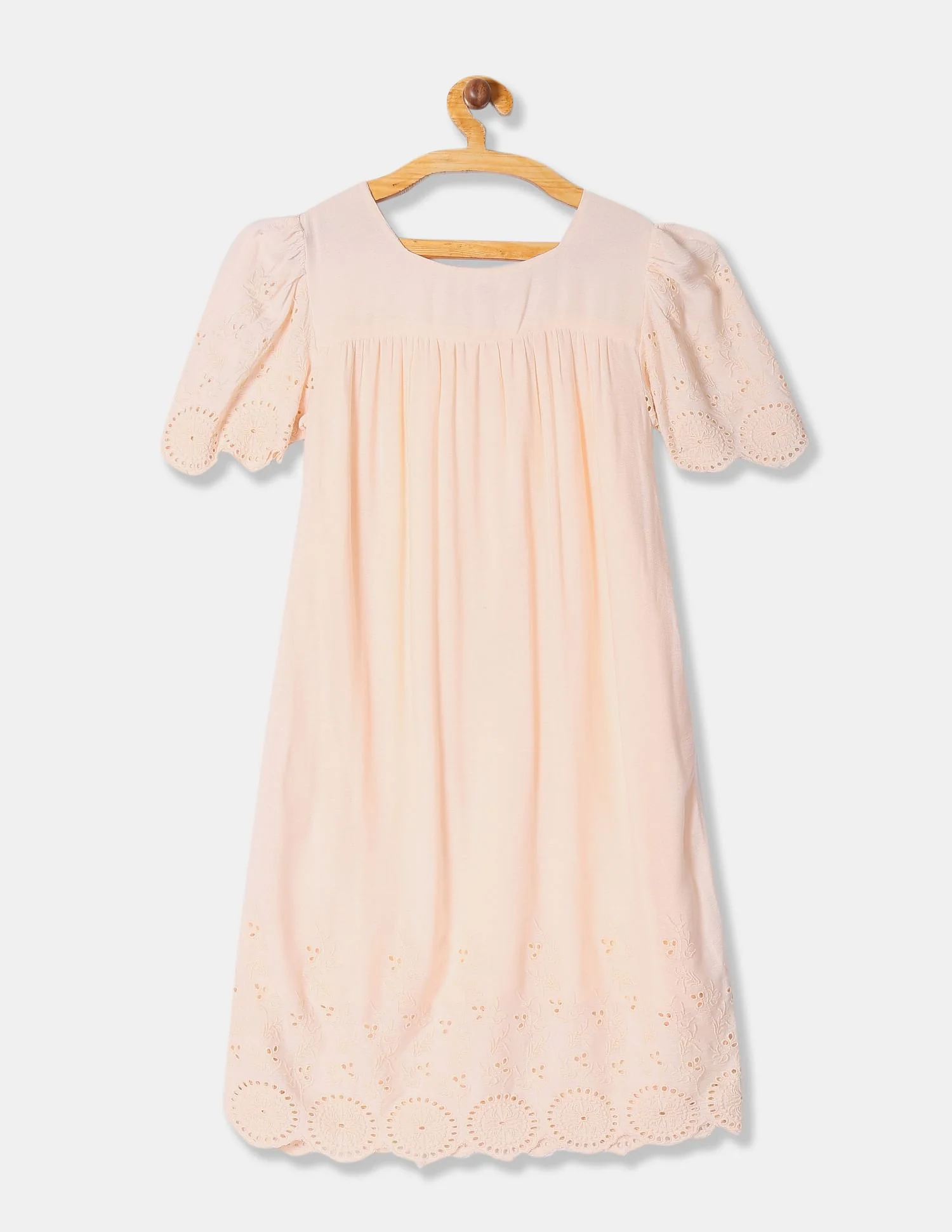 Girls Square Neck Schiffli Dress - Image 2
