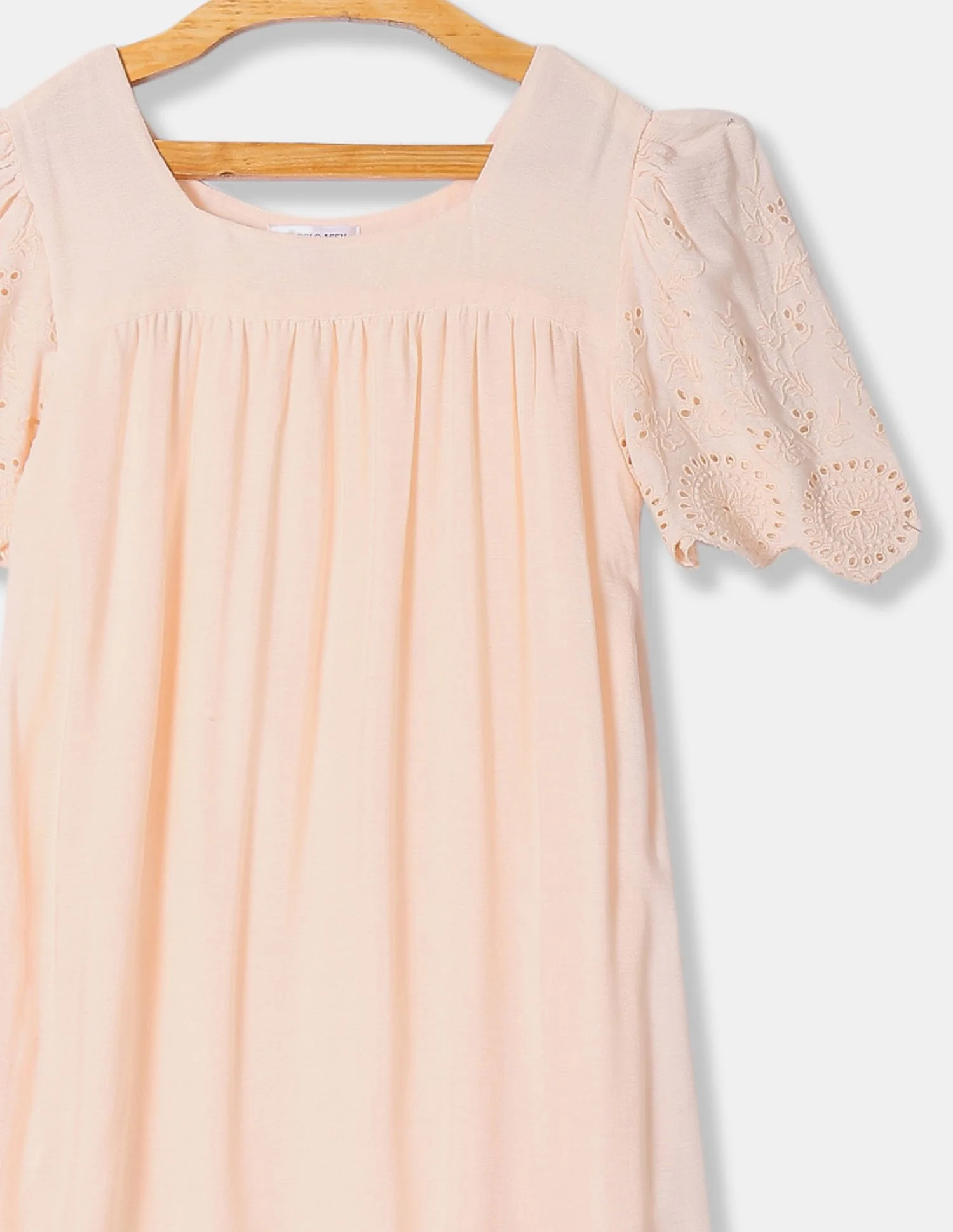 Girls Square Neck Schiffli Dress - Image 3