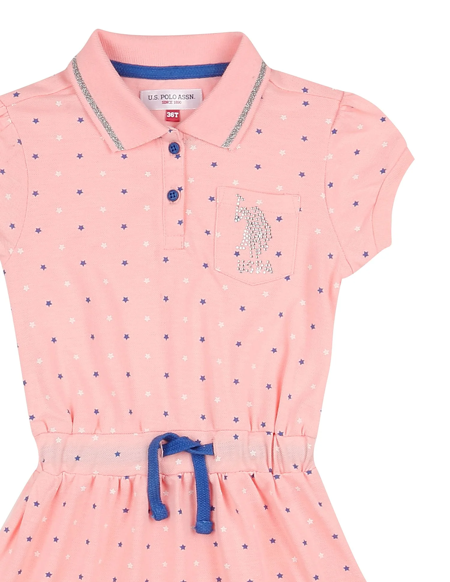 Girls Star Print Polo Dress - Image 3