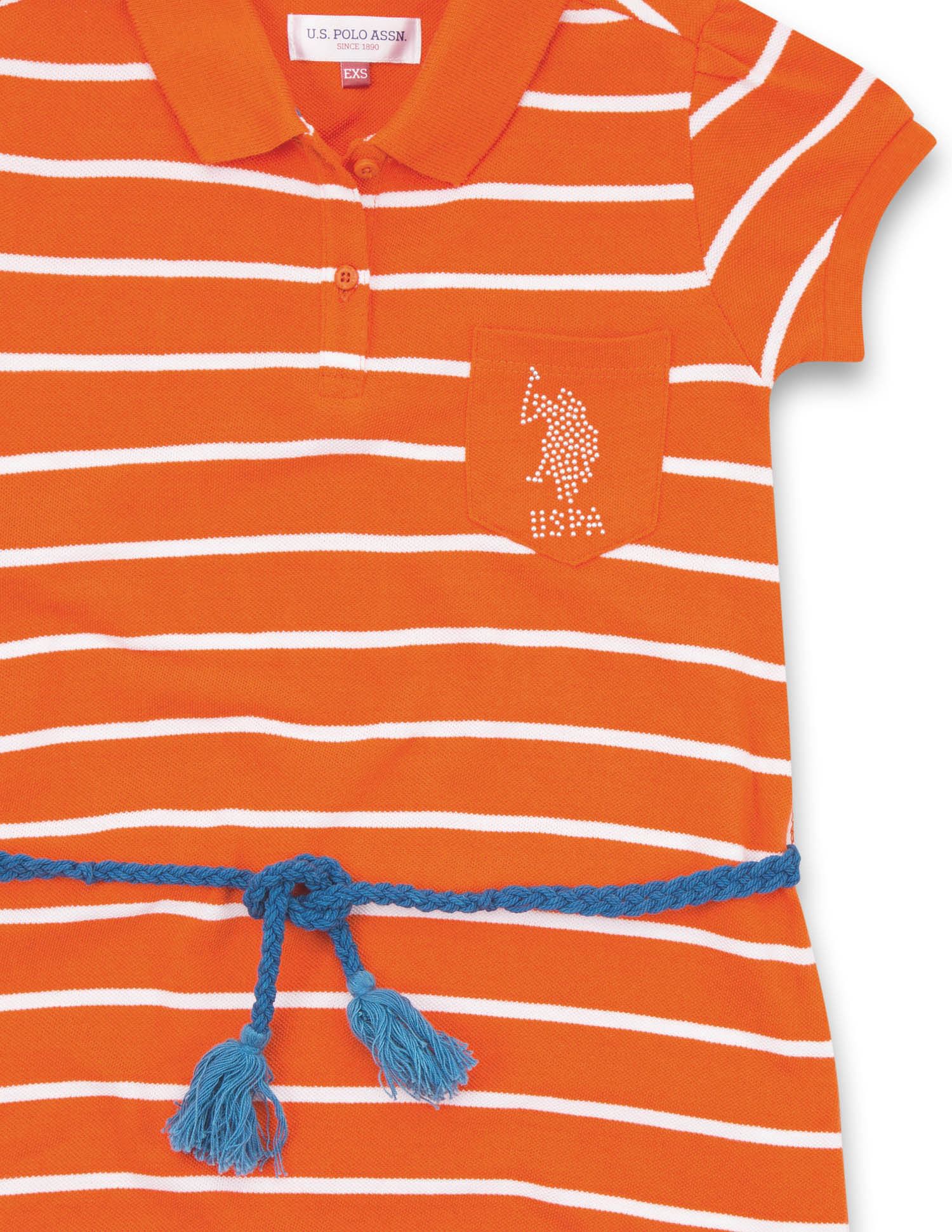 Girls Striped Pique Polo Dress - Image 3