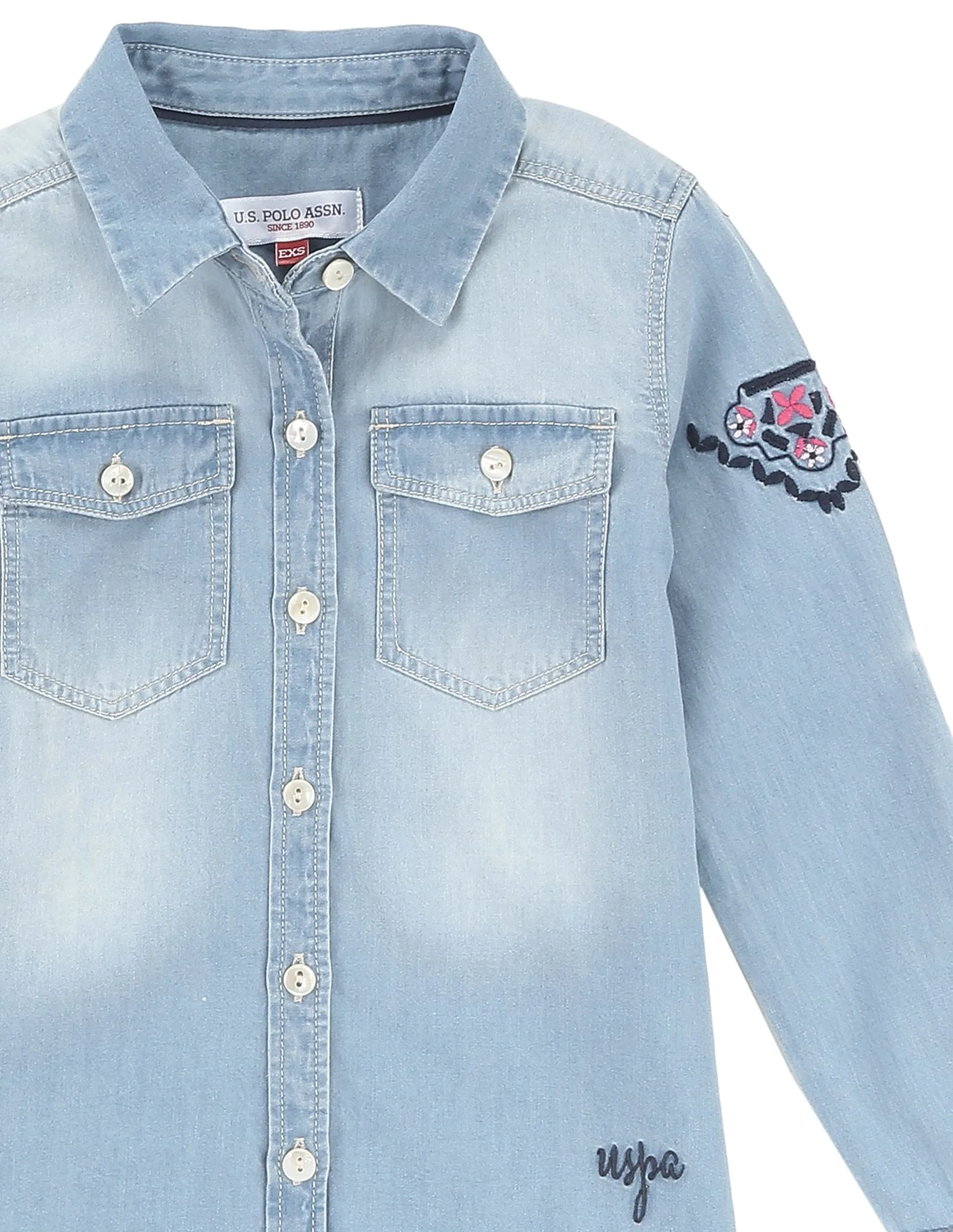 Girls Washed Denim Shirt - Image 3