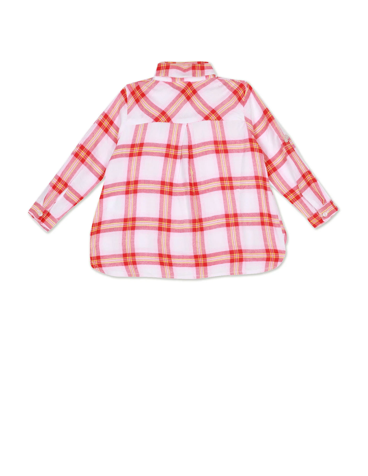 Girls White And Pink High Low Hem Check Shirt - Image 2