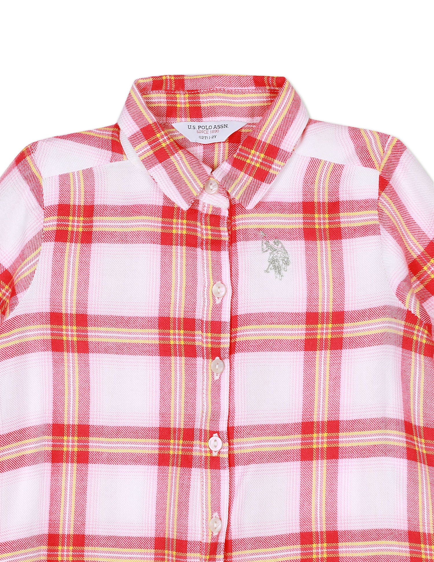 Girls White And Pink High Low Hem Check Shirt - Image 3