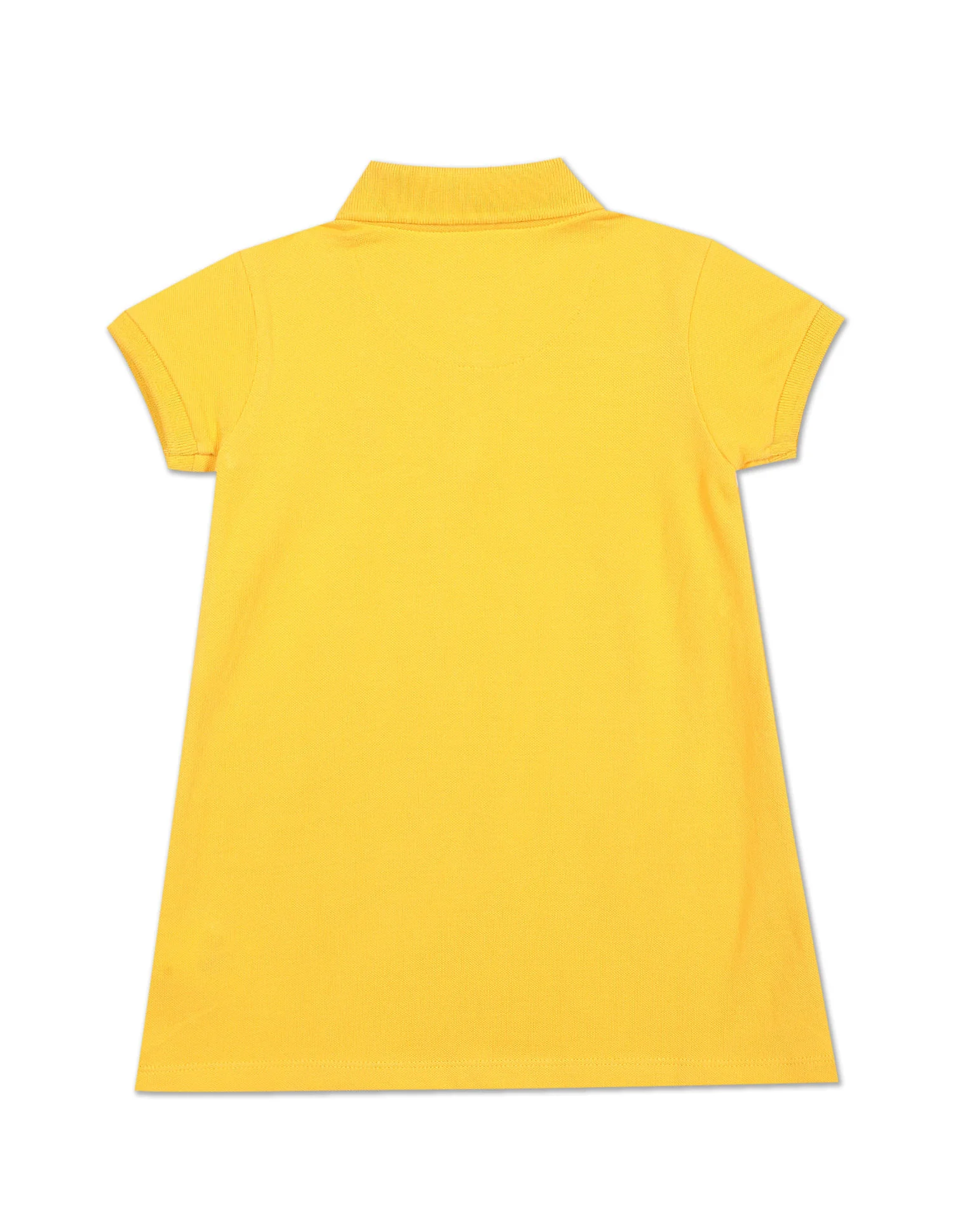 Girls Yellow Brand Tape Solid Polo Dress - Image 2