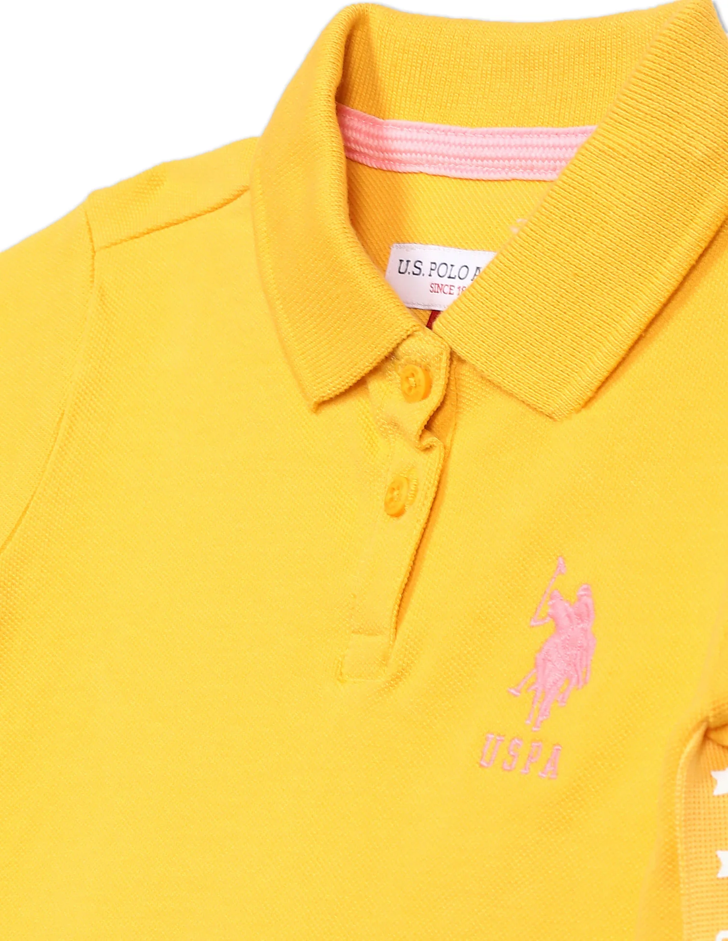 Girls Yellow Brand Tape Solid Polo Dress - Image 3