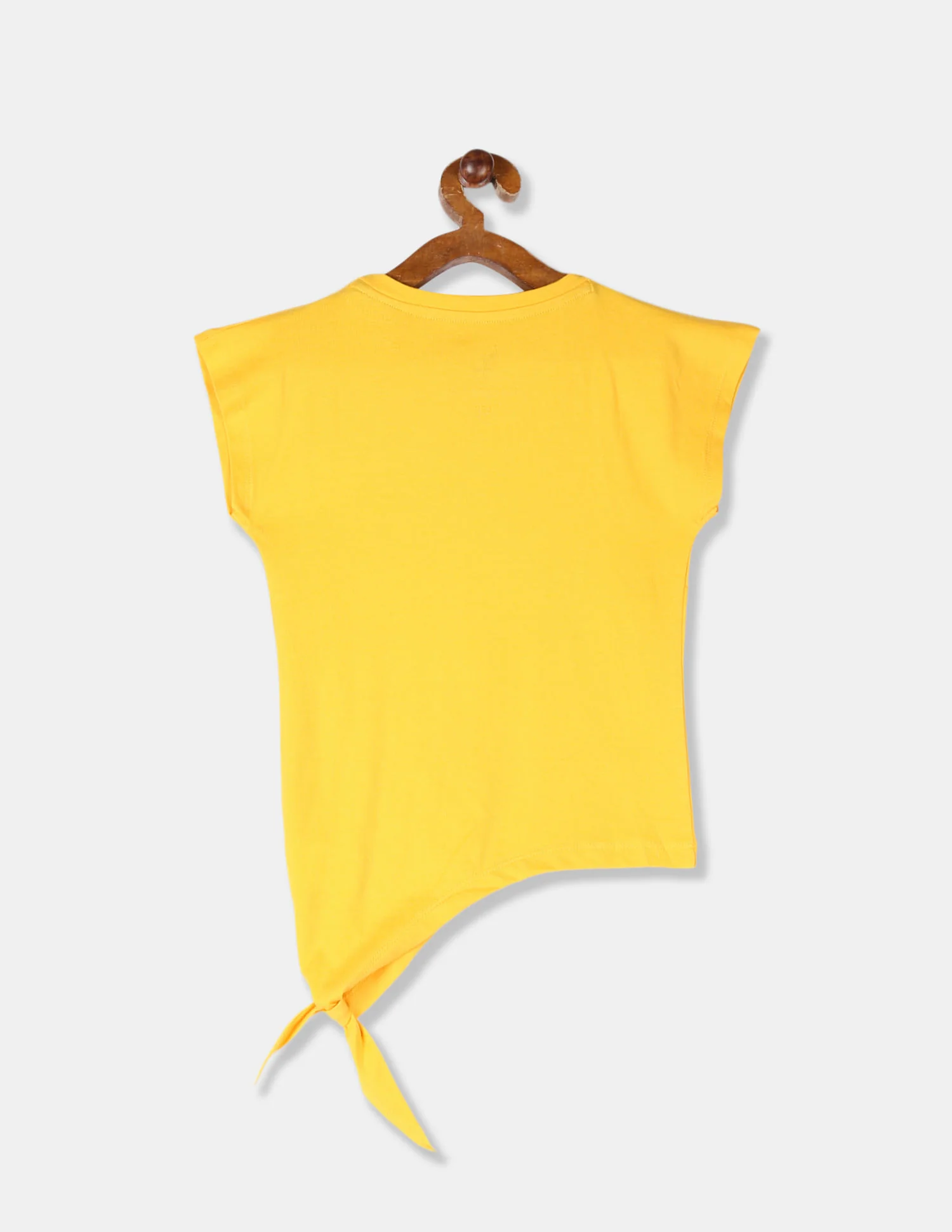 Girls Yellow Flippy Sequin Embellished Tie Up Hem T-Shirt - Image 3