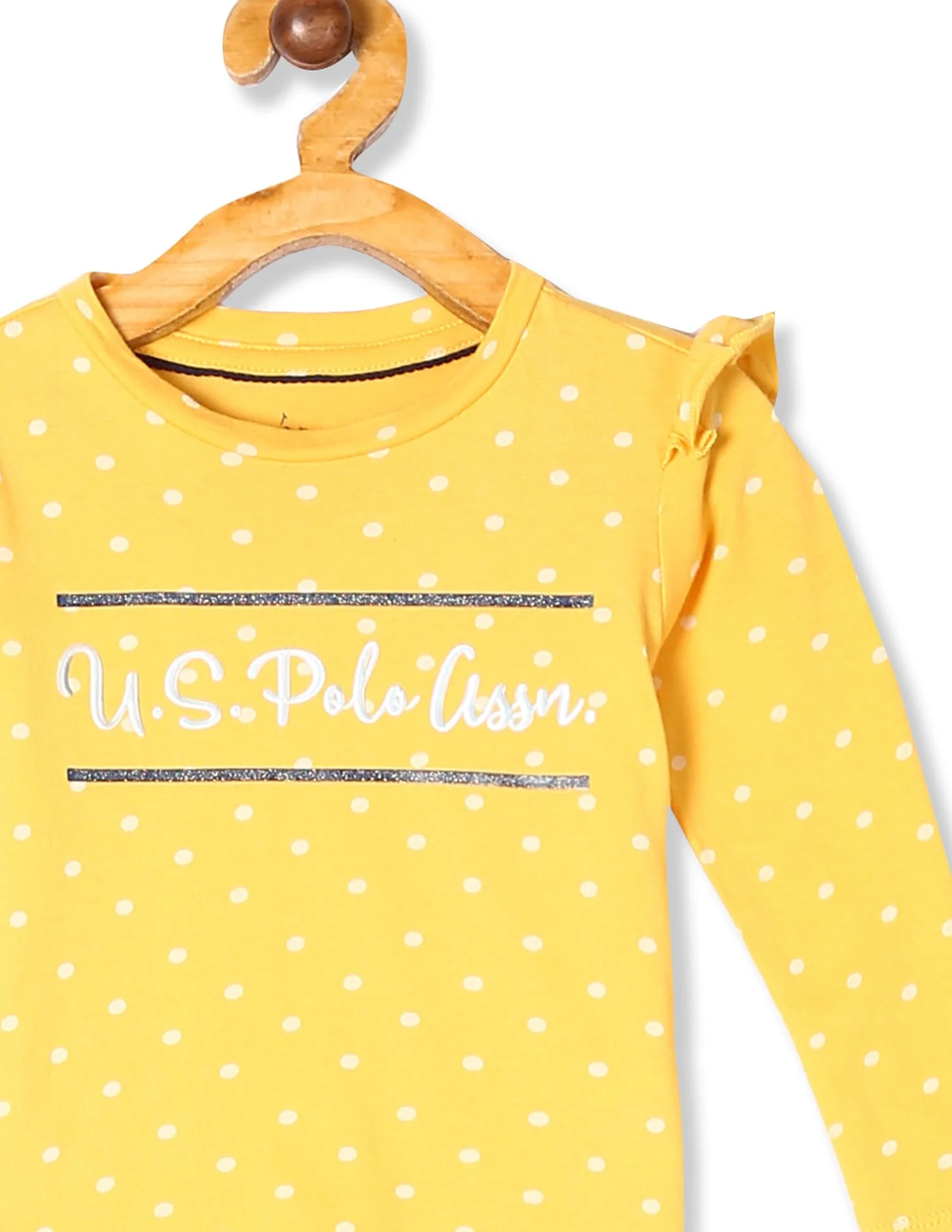 Girls Yellow Ruffle Shoulder Printed Top - Image 3