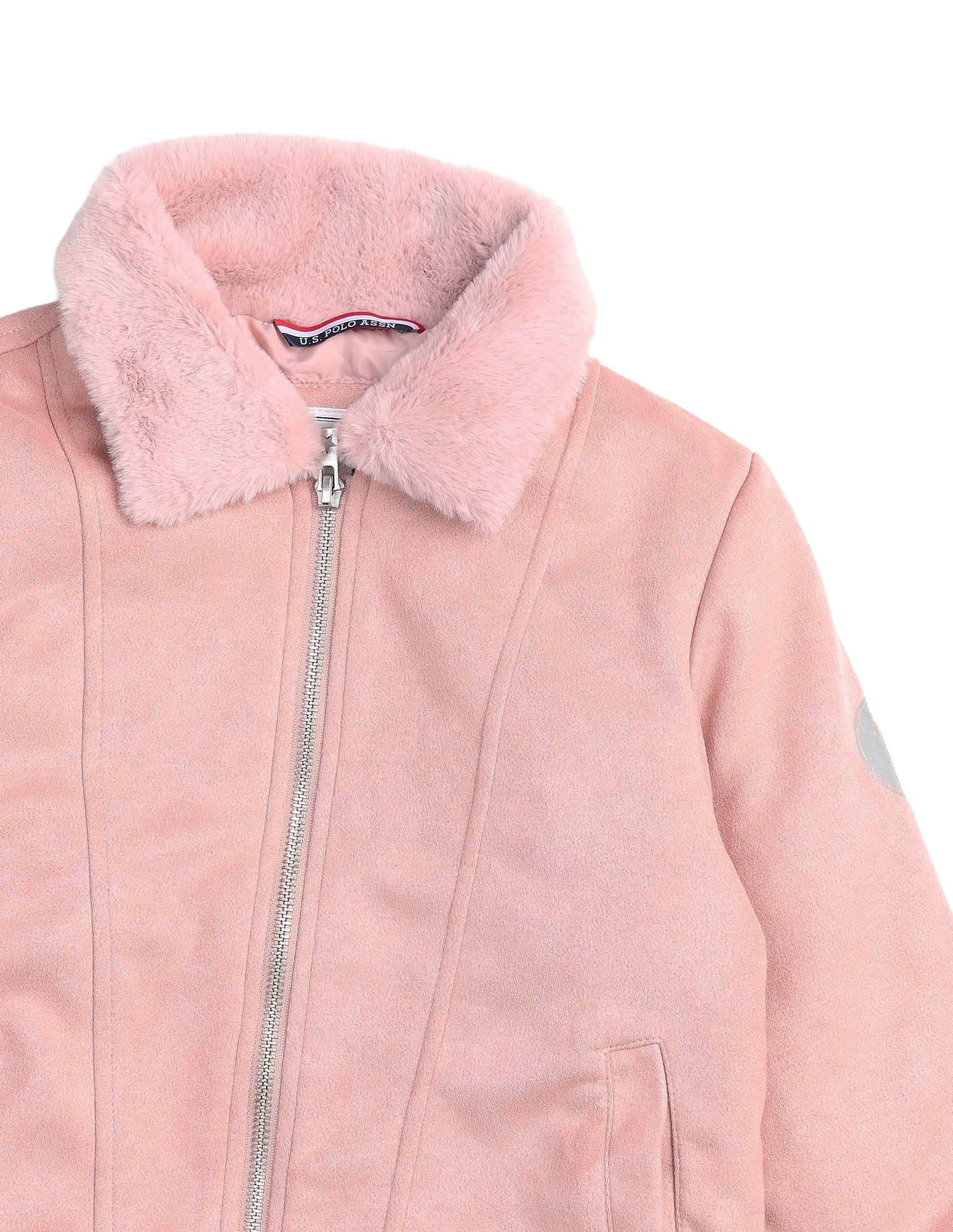 Girls Zip Up Suede Jacket - Image 2