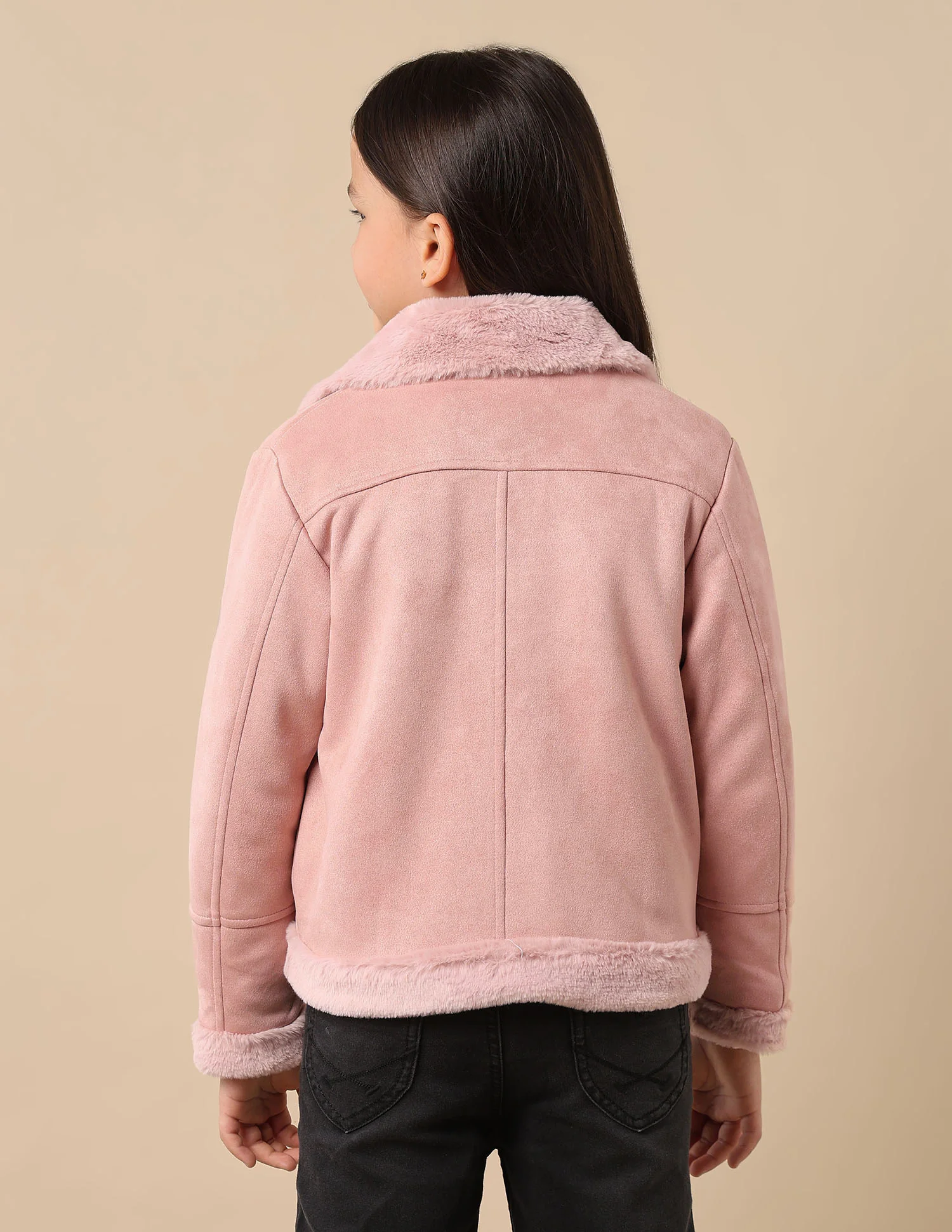Girls Zip Up Suede Jacket - Image 5