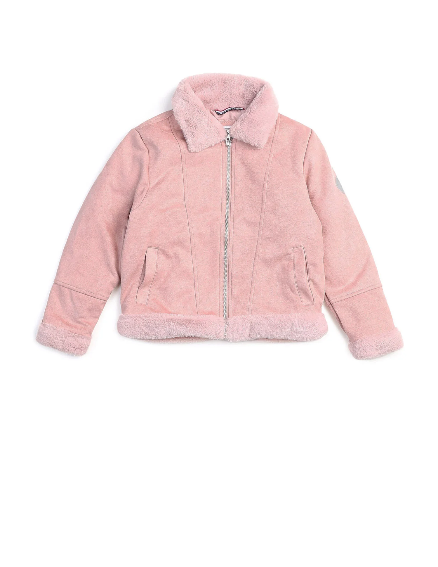 Girls Zip Up Suede Jacket - Image 9
