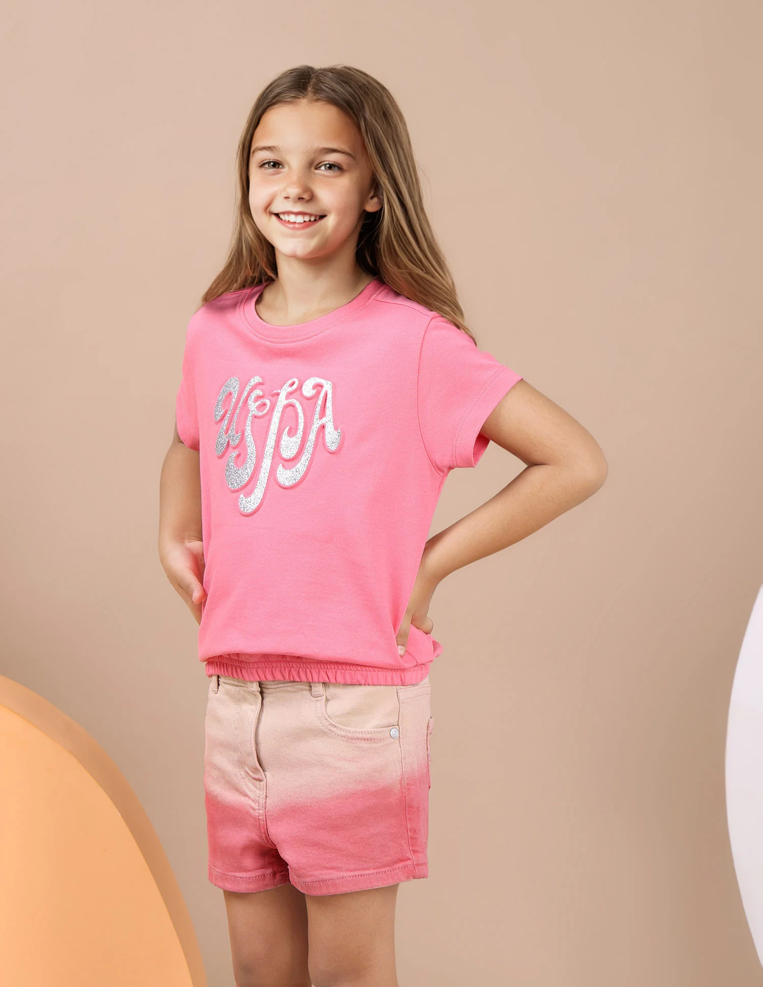 Girls Brand Printed Elasticized T-Shirt