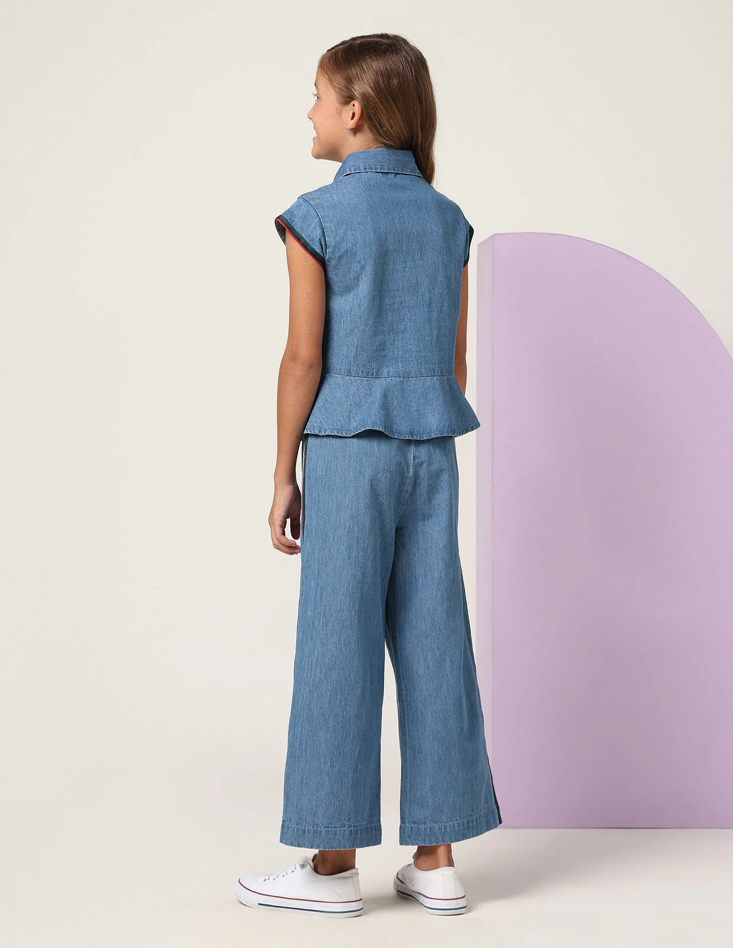 Girls Denim Solid Co-Ords - Image 4