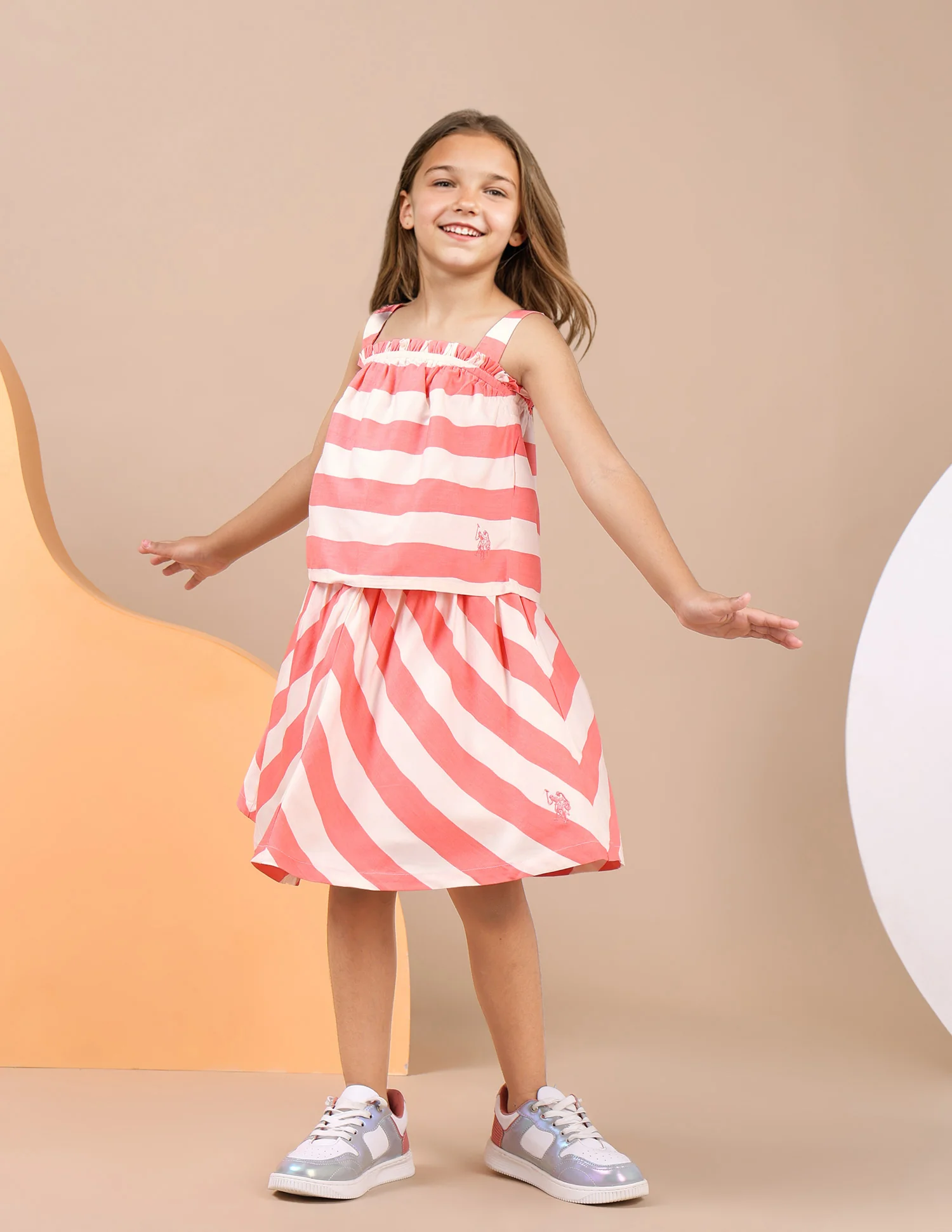 Girls Diagonal Striped Cotton Top