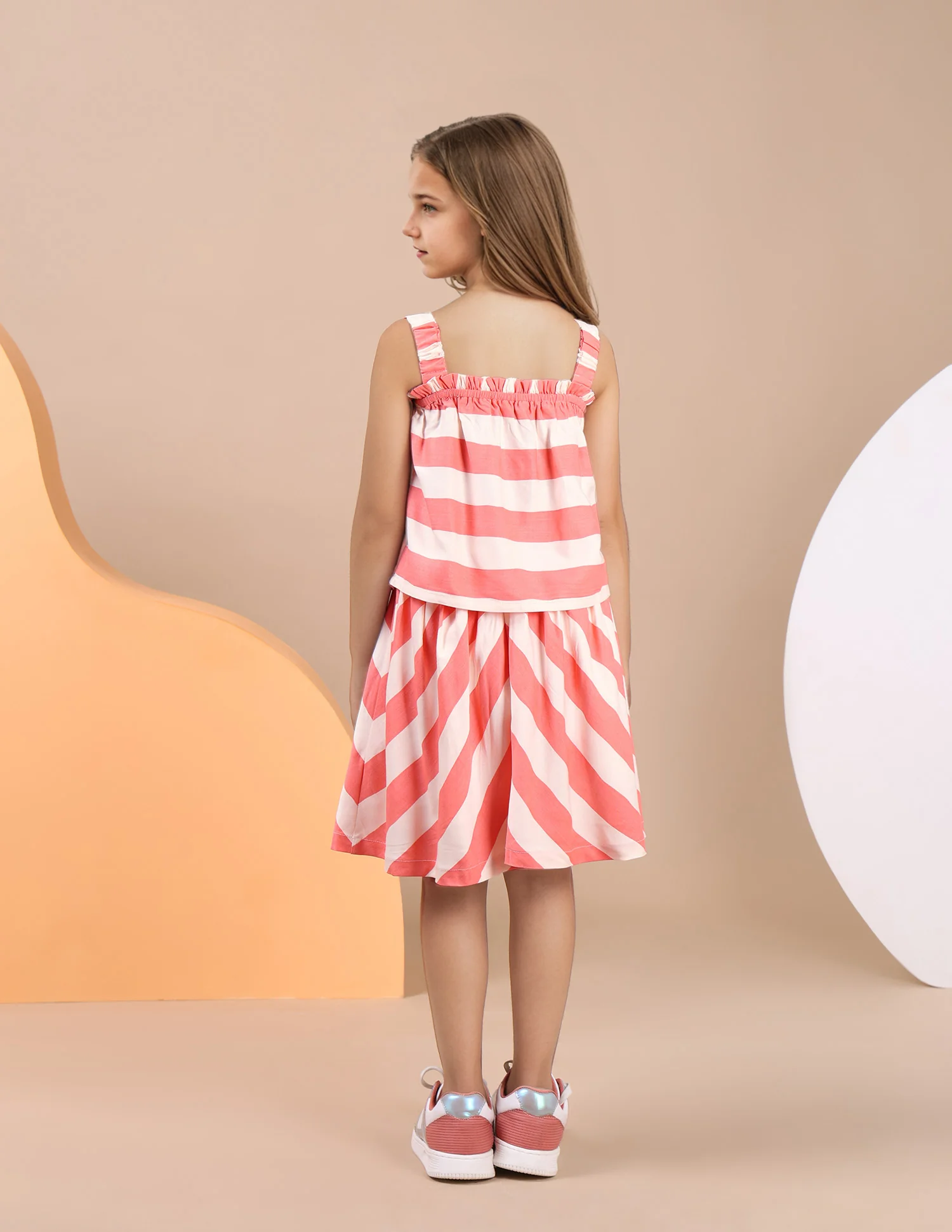Girls Diagonal Striped Cotton Top - Image 4
