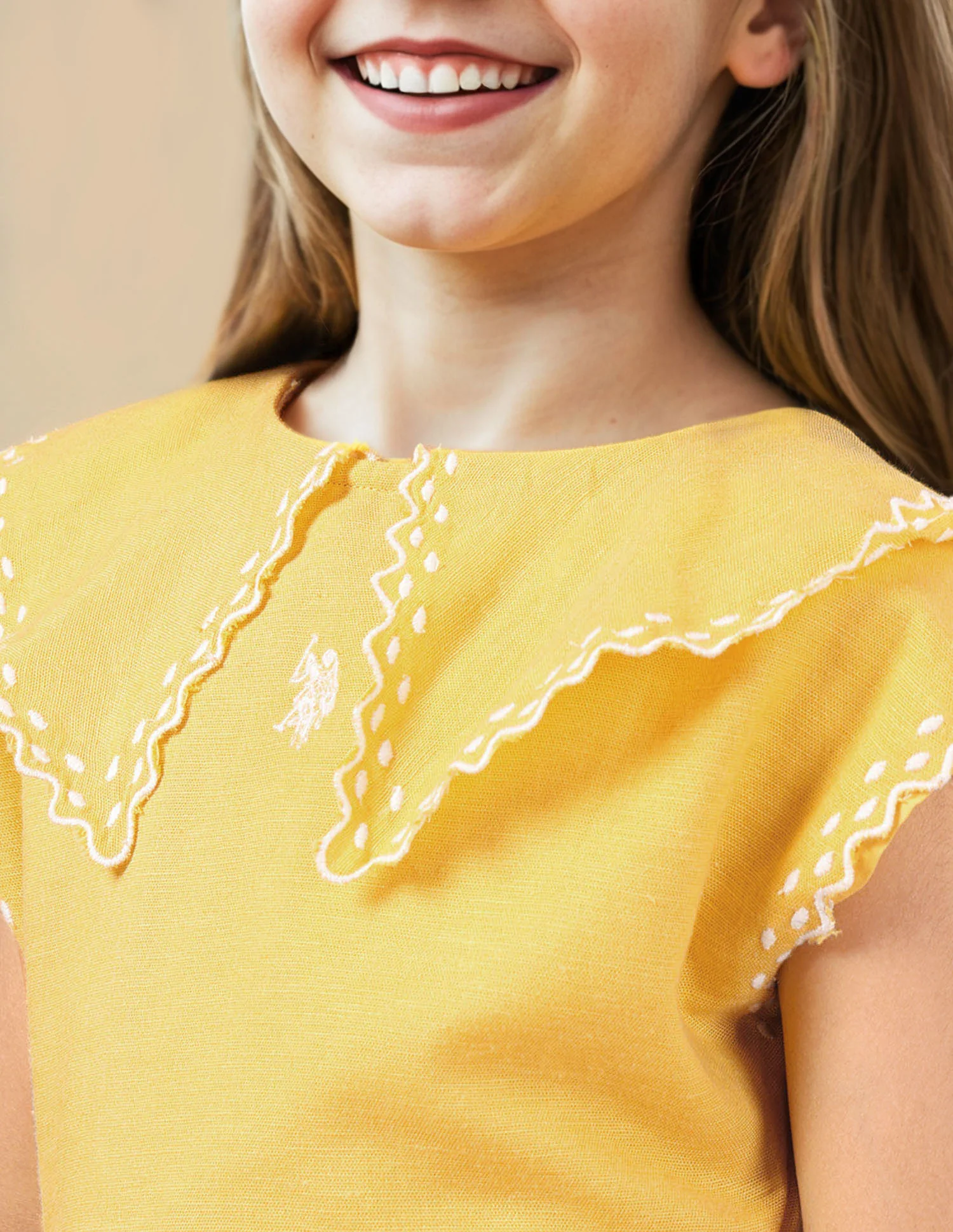 Girls Embroidered Collar Pure Cotton Dress - Image 5