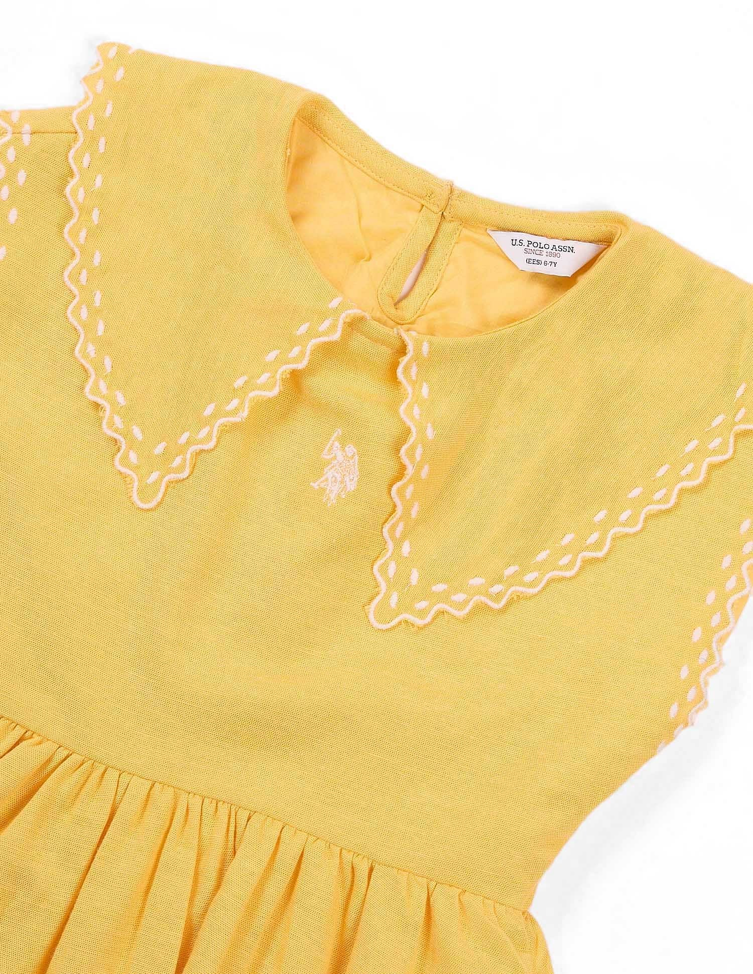 Girls Embroidered Collar Pure Cotton Dress - Image 8