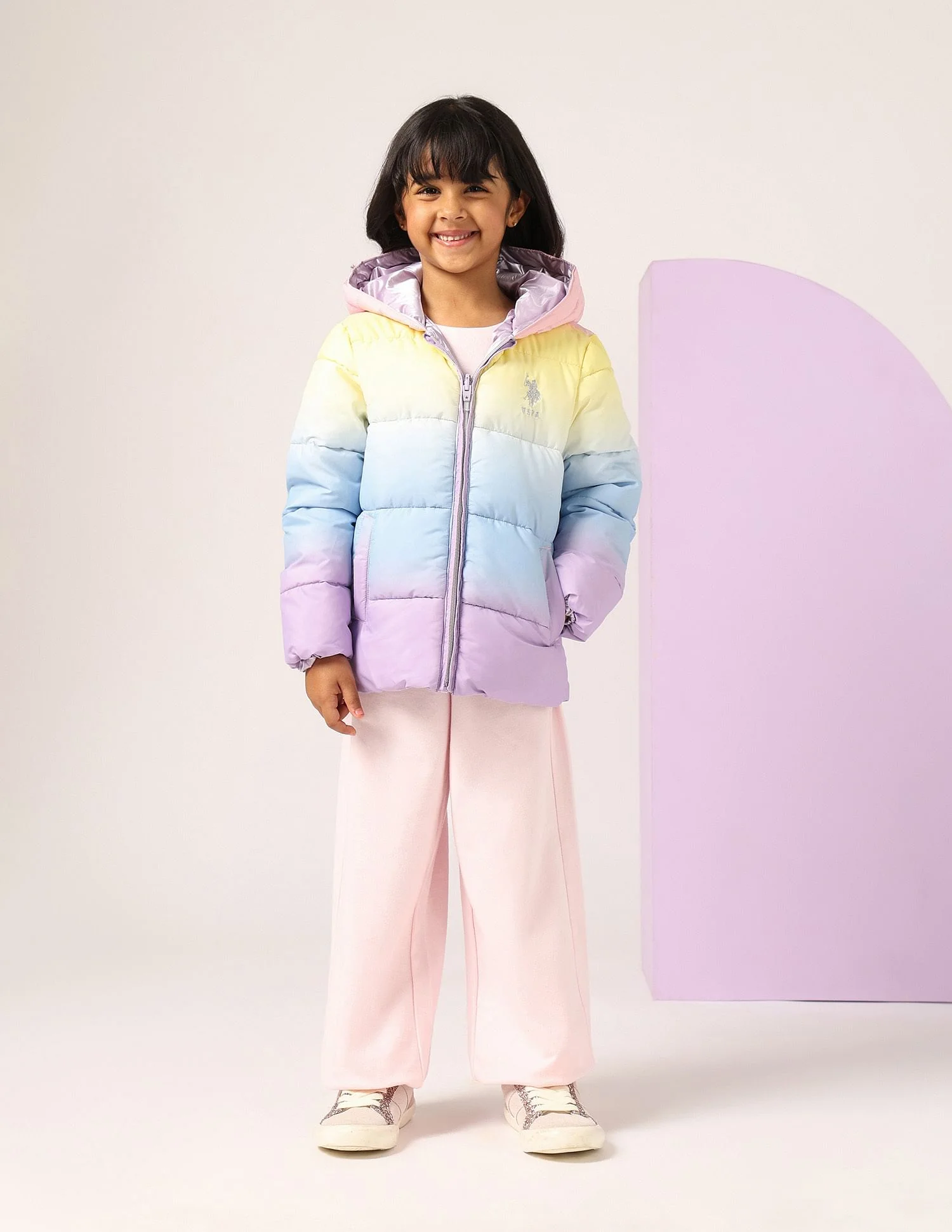 Girls Hooded Ombre Jacket - Image 3