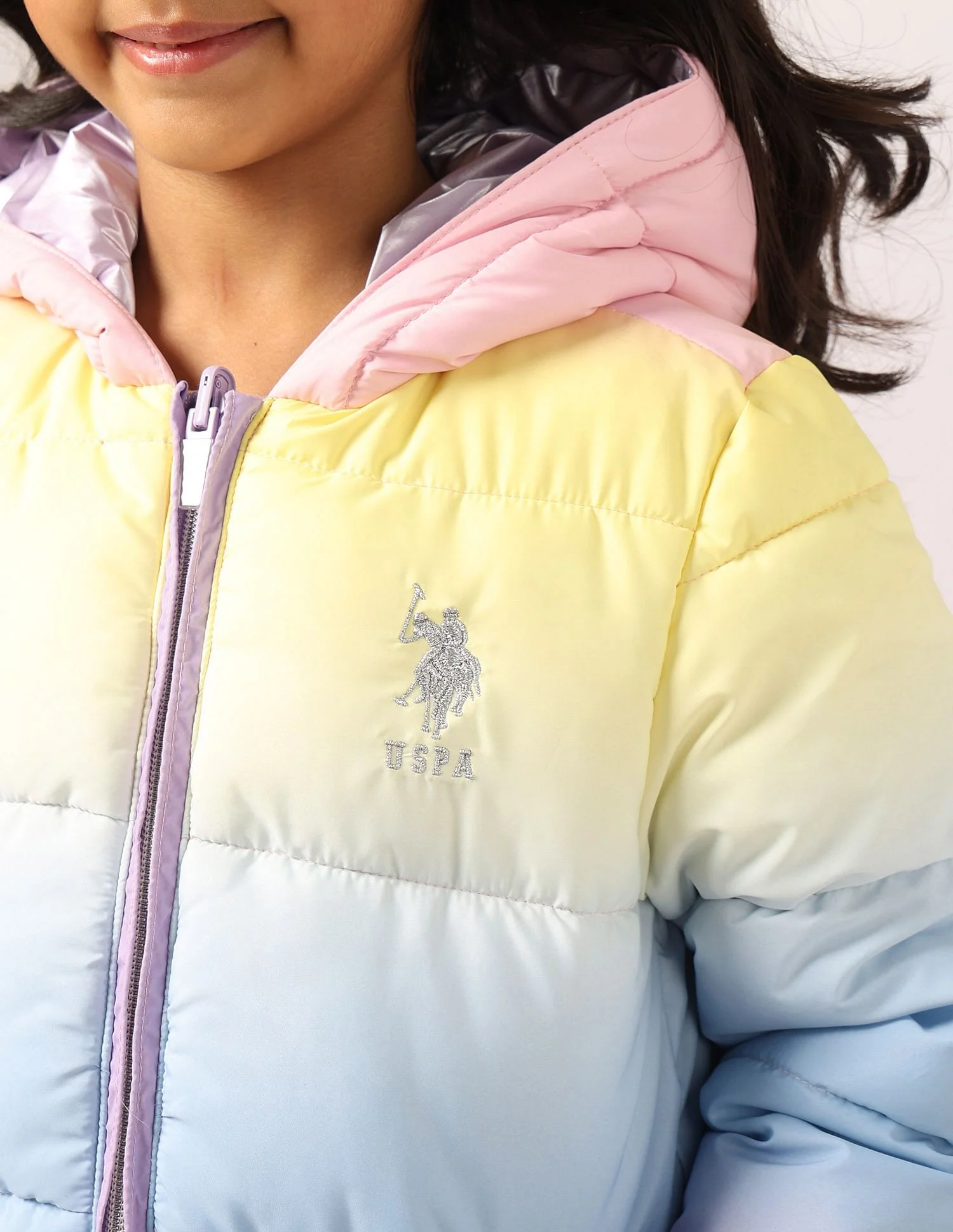 Girls Hooded Ombre Jacket - Image 5