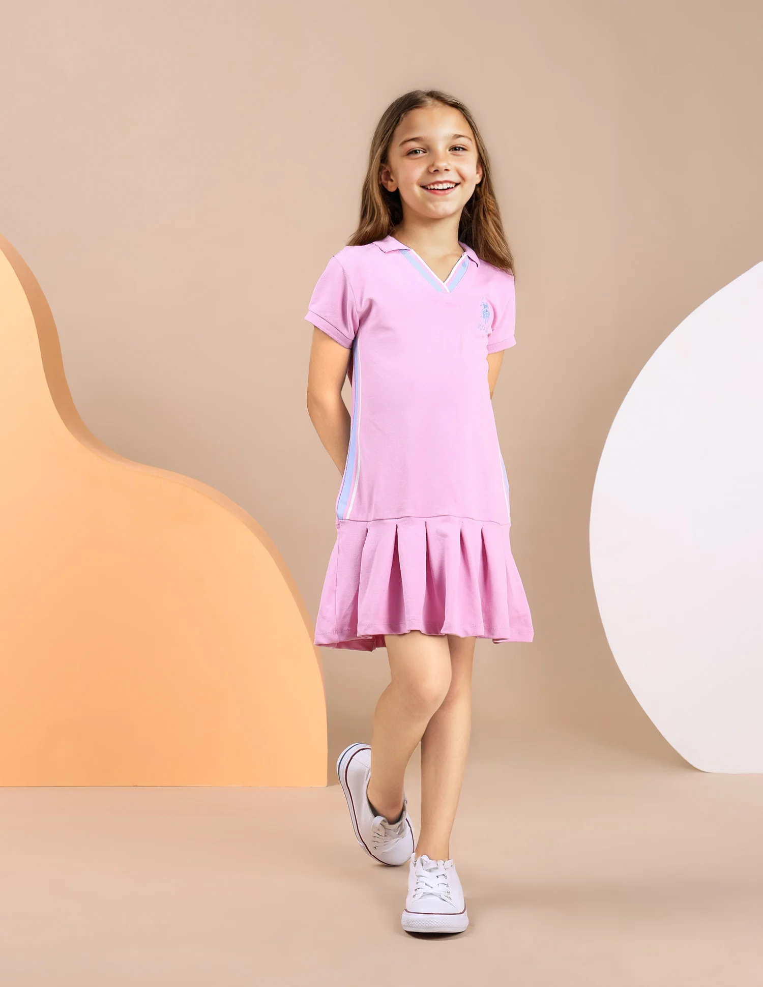 Girls Knife Pleat Cotton Dress - Image 3