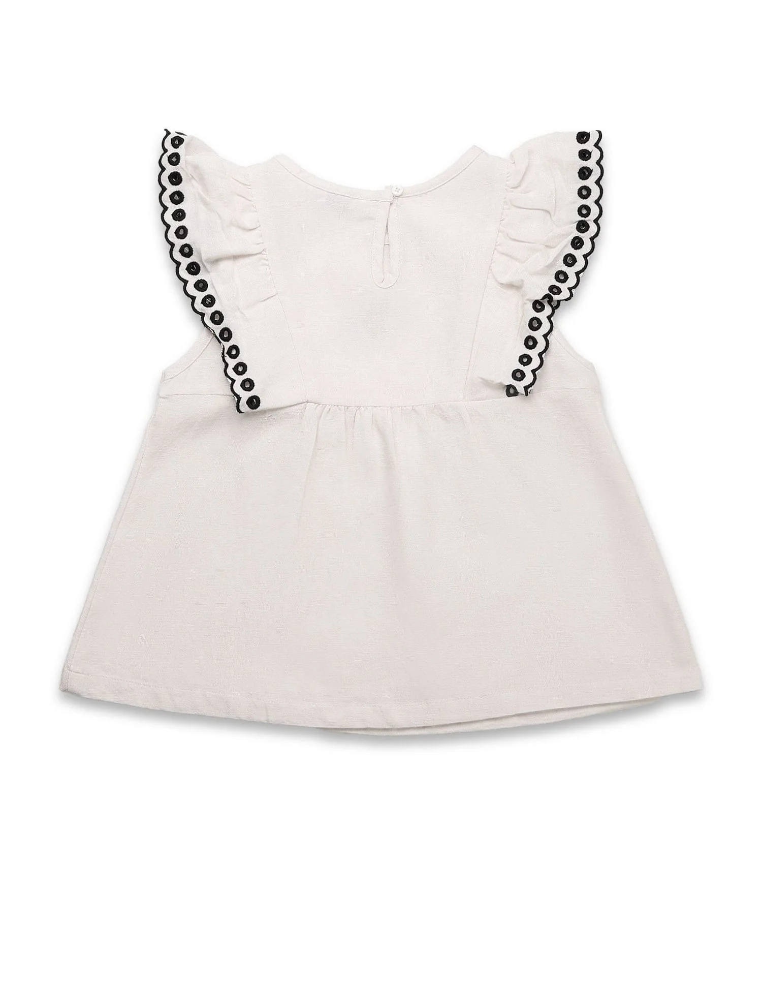 Girls Solid Embroidered Frill Top - Image 7