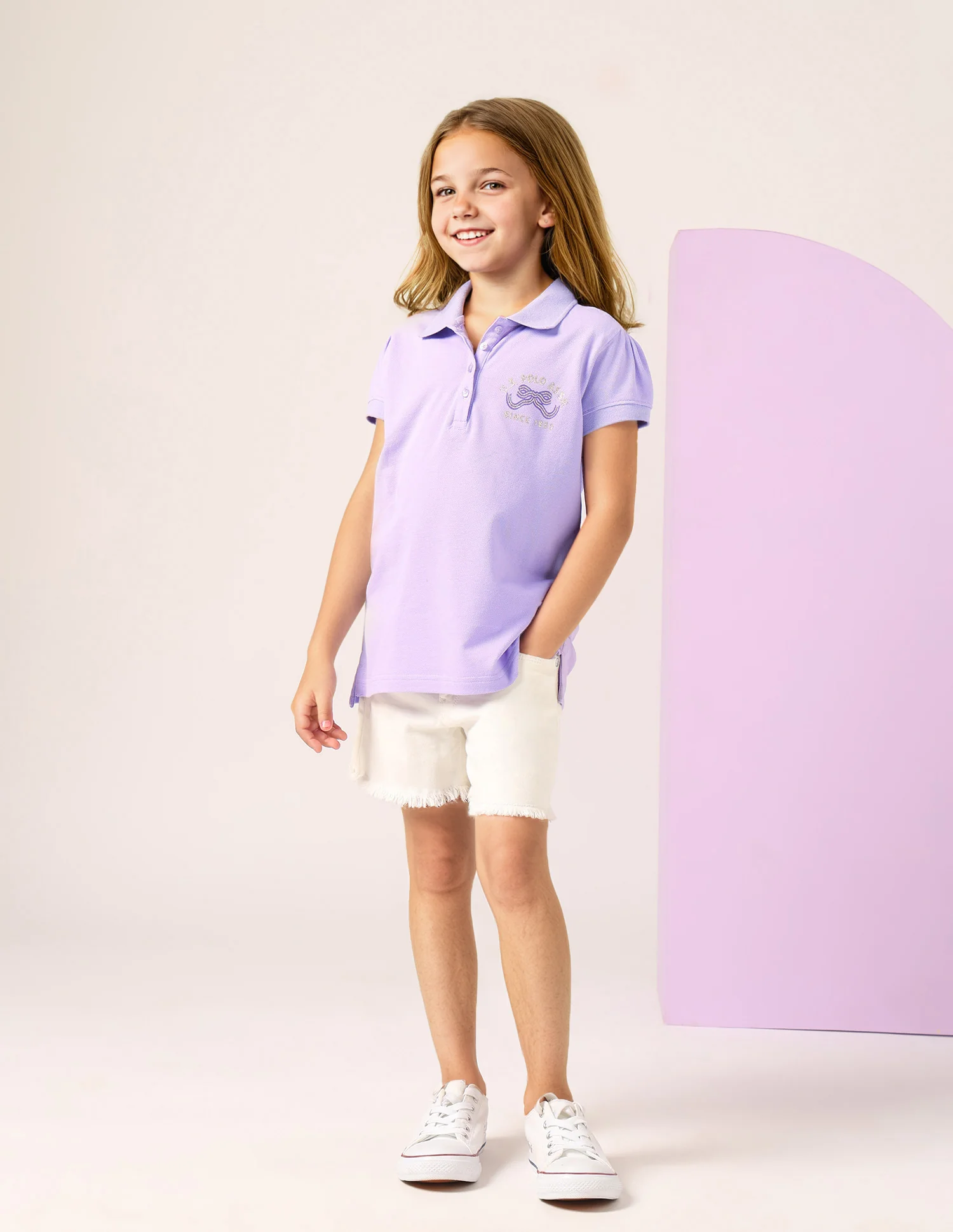Girls Solid Polo Shirt