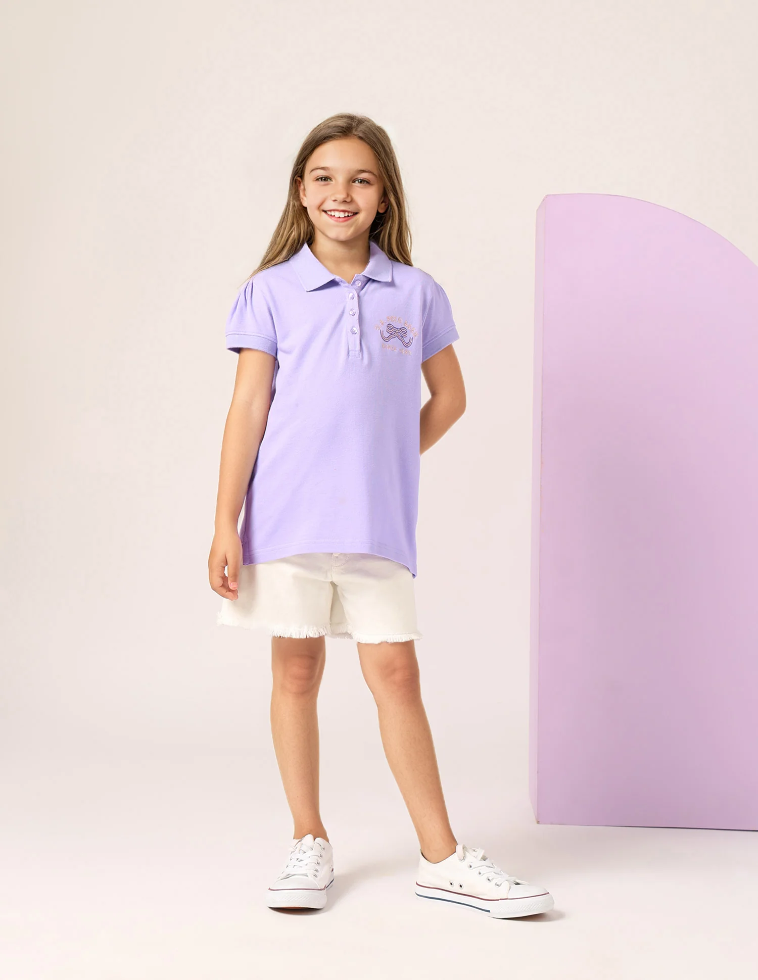 Girls Solid Polo Shirt - Image 3
