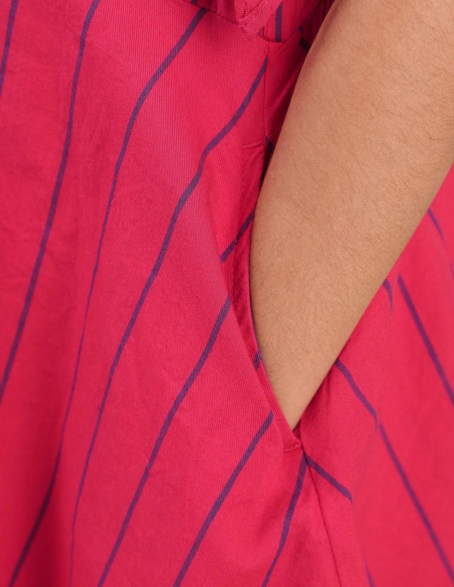 Girls Vertical Stripe Cotton Dress - Image 6