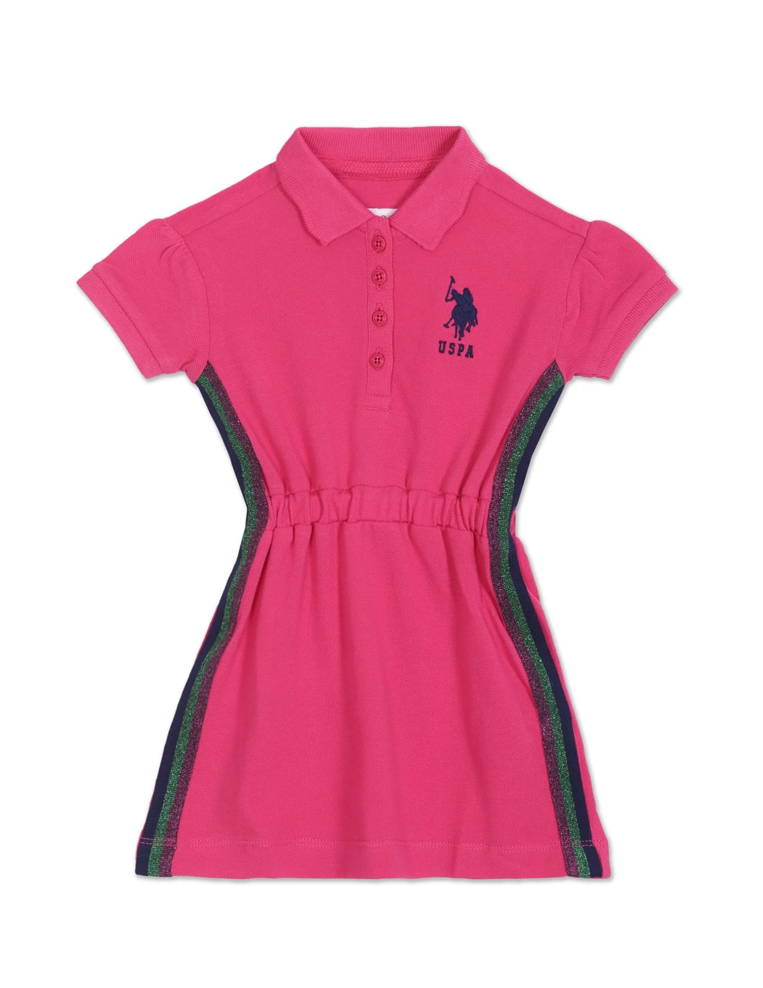 Glitter Stripe Cotton Polo Dress