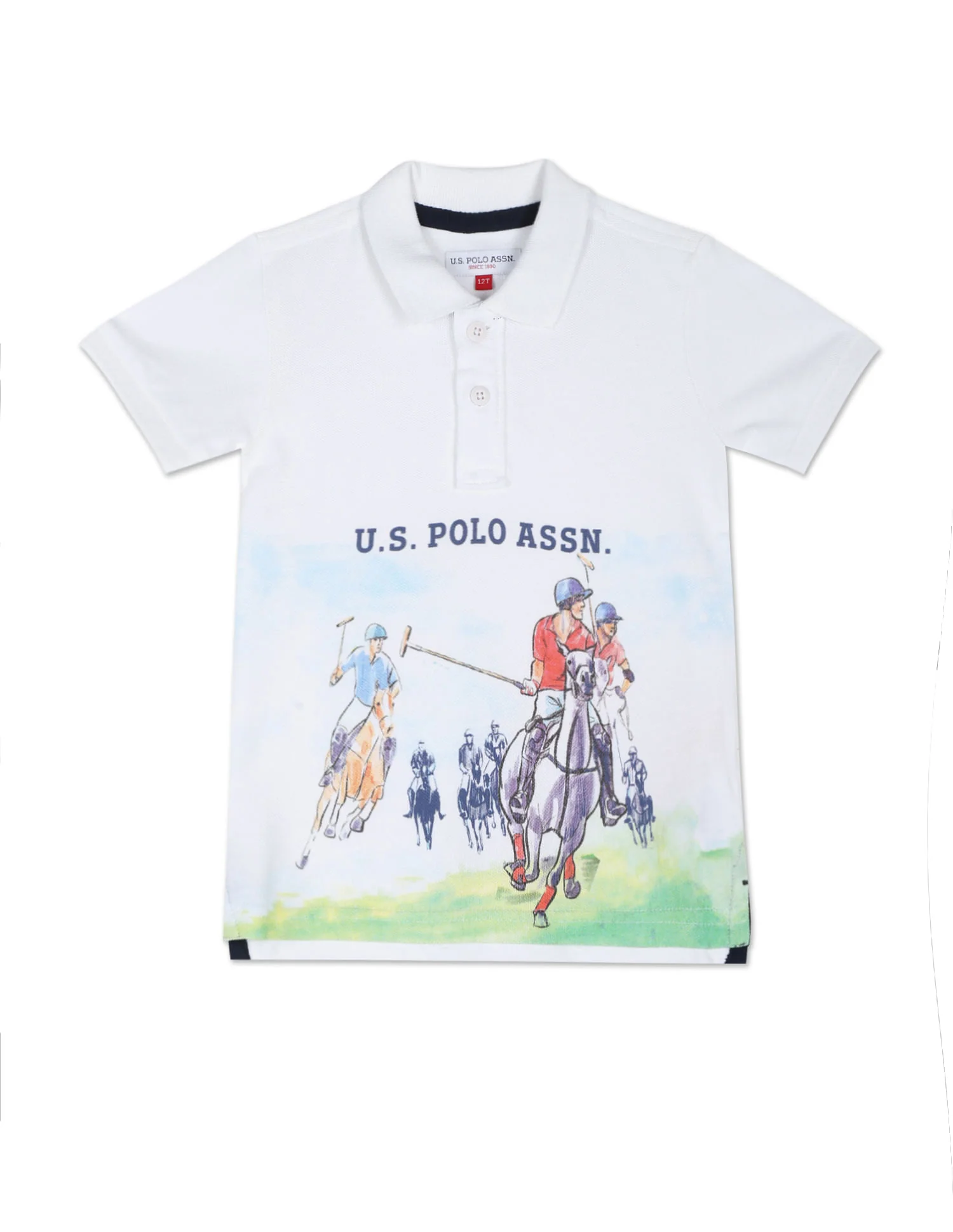 Graphic Print Pique Polo Shirt