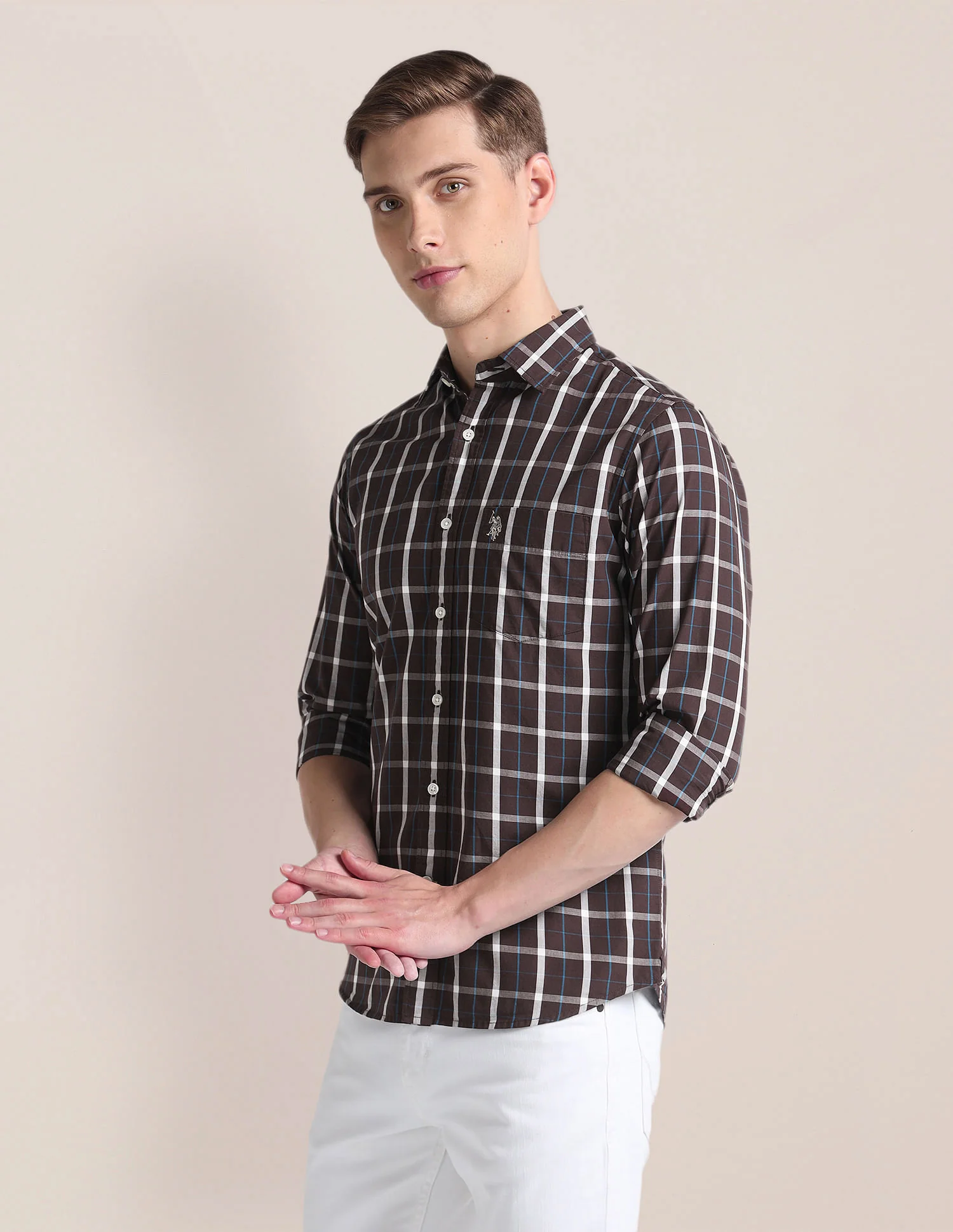 Grid Tattersall Check Cotton Shirt - Image 4