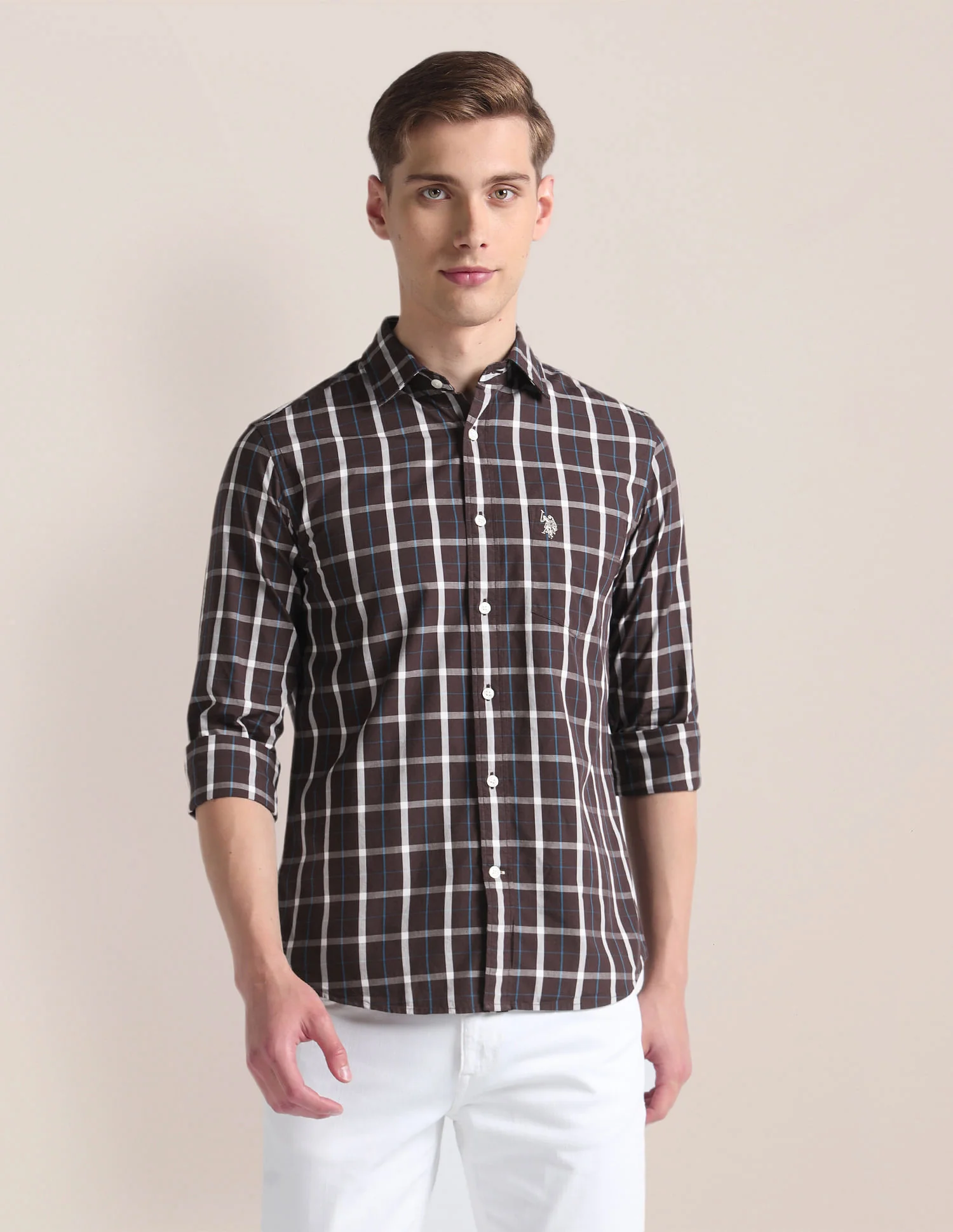 Grid Tattersall Check Cotton Shirt - Image 6