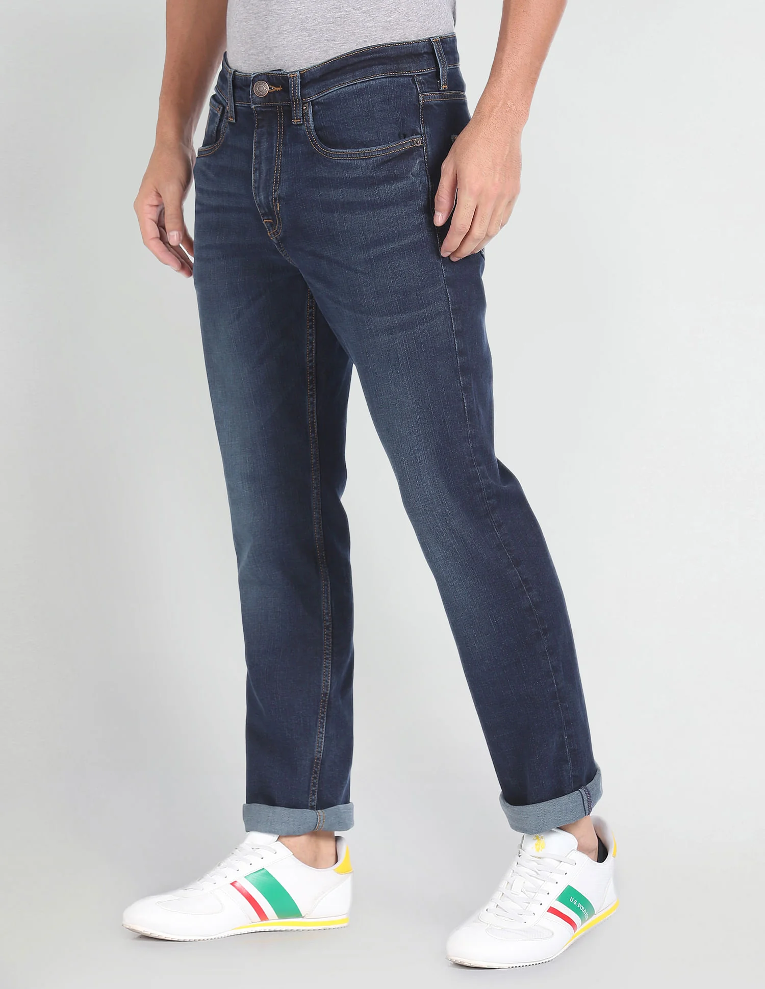 Harold Slim Straight Fit Blue Jeans - Image 4